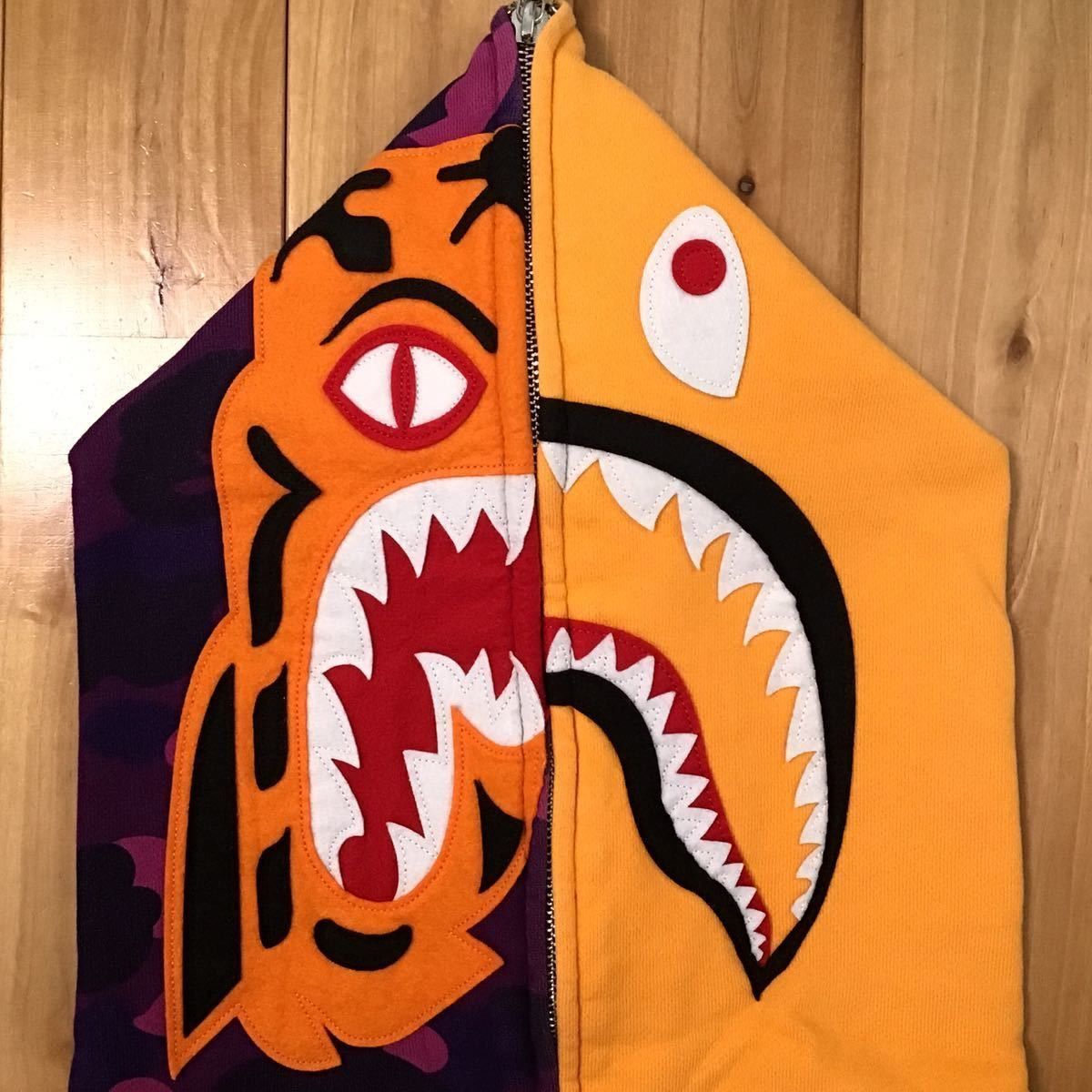 Bape 2XL BAPE Tiger shark full zip hoodie purple camo Grailed