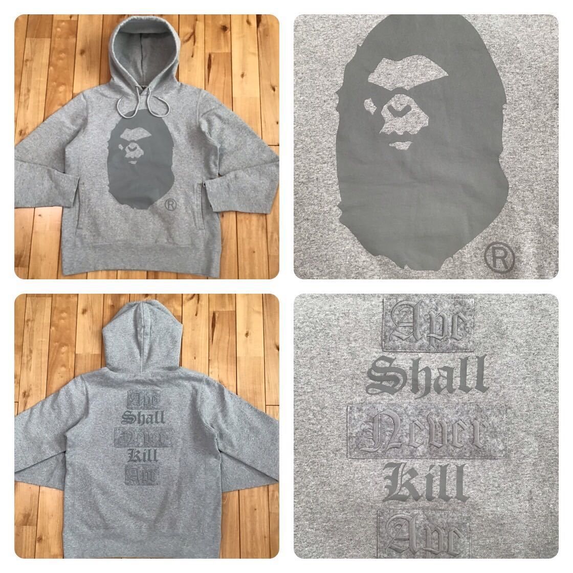 Pre-owned Bape Mad Face Big Head Asnka Pullover Hoodie Gray In Grey