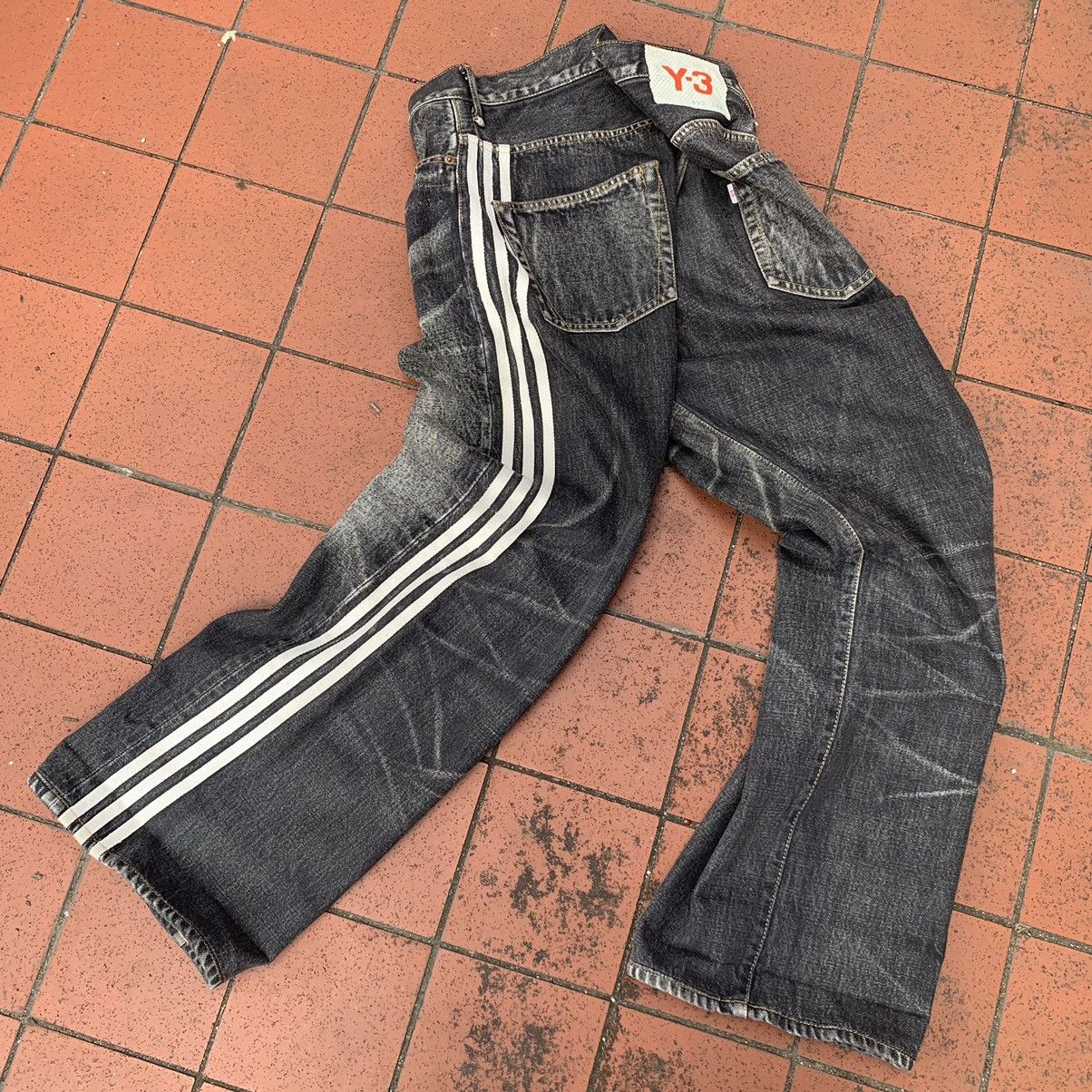 Adidas Y-3 Yohji Yamamoto SS04 3 Strip Spotted Horse Denim Jeans Size US 32 / EU 48 - 5 Thumbnail