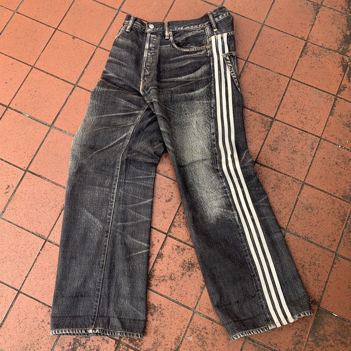 Adidas Y-3 Yohji Yamamoto SS04 3 Strip Spotted Horse Denim Jeans Size US 32 / EU 48 - 3 Thumbnail