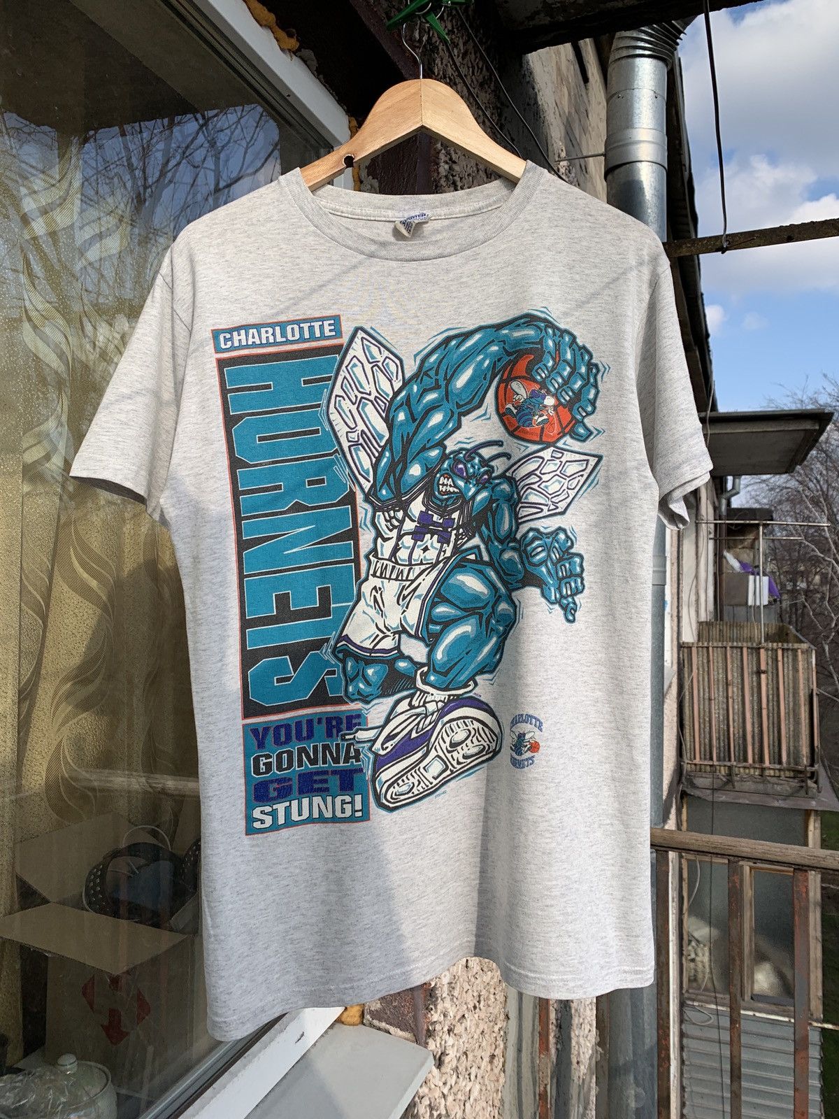 NEW Vintage Charlotte Hornets T-shirt Tee RARE Teal XL 50/50 