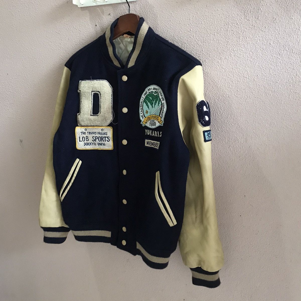 Japanese Brand Heat🔥Made in Japan Varsity D Lob Sports leather wool jacket Size US M / EU 48-50 / 2 - 4 Thumbnail