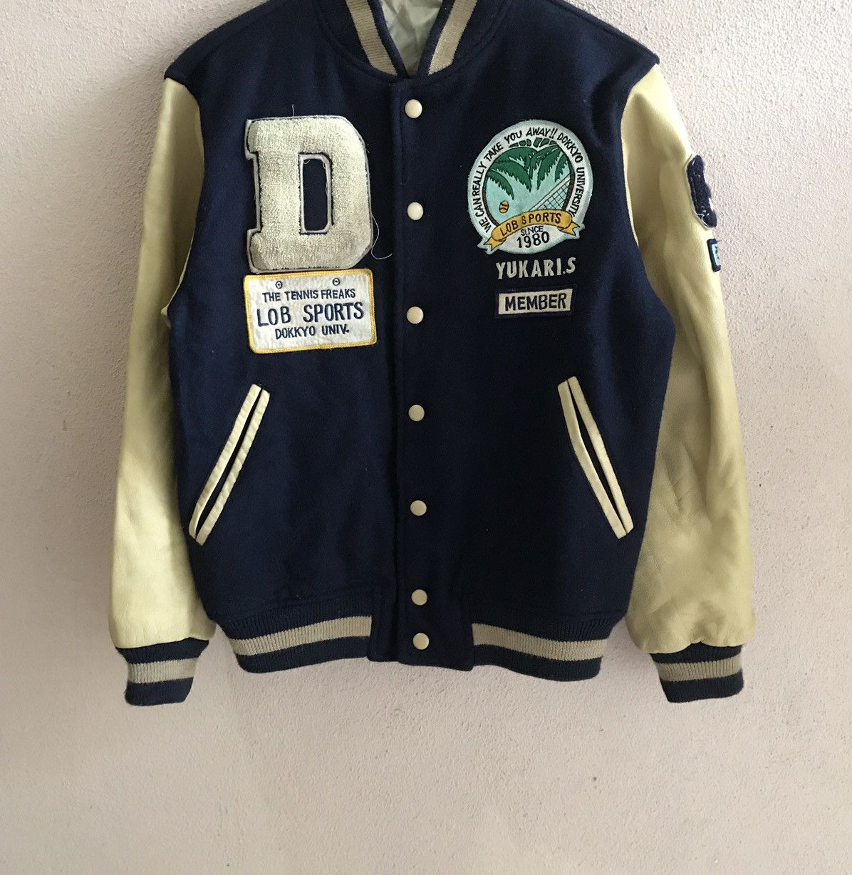 Japanese Brand Heat🔥Made in Japan Varsity D Lob Sports leather wool jacket Size US M / EU 48-50 / 2 - 2 Thumbnail