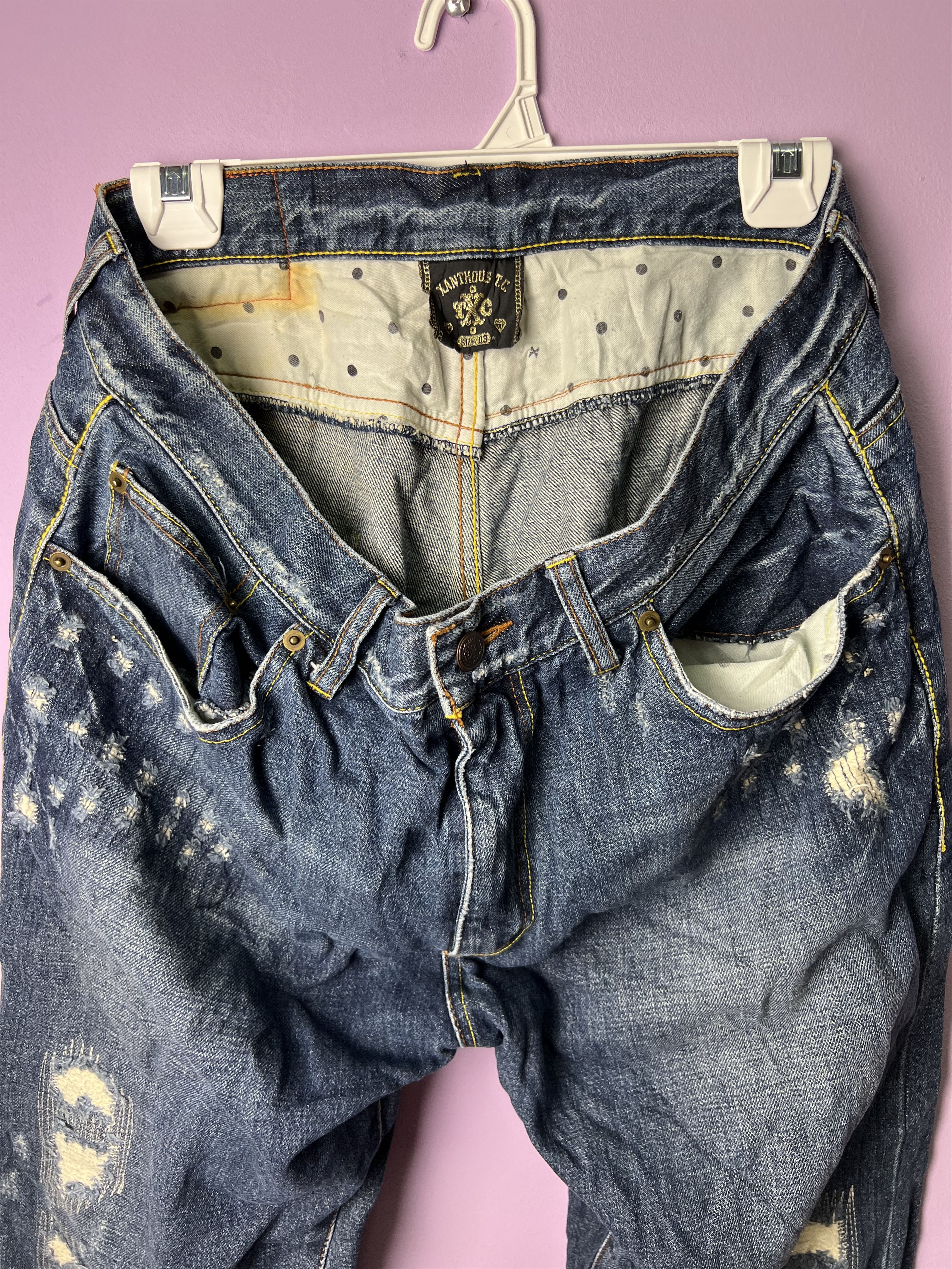 Japanese Brand 🔥Xanthous Distressed Denim Size US 36 / EU 52 - 10 Thumbnail