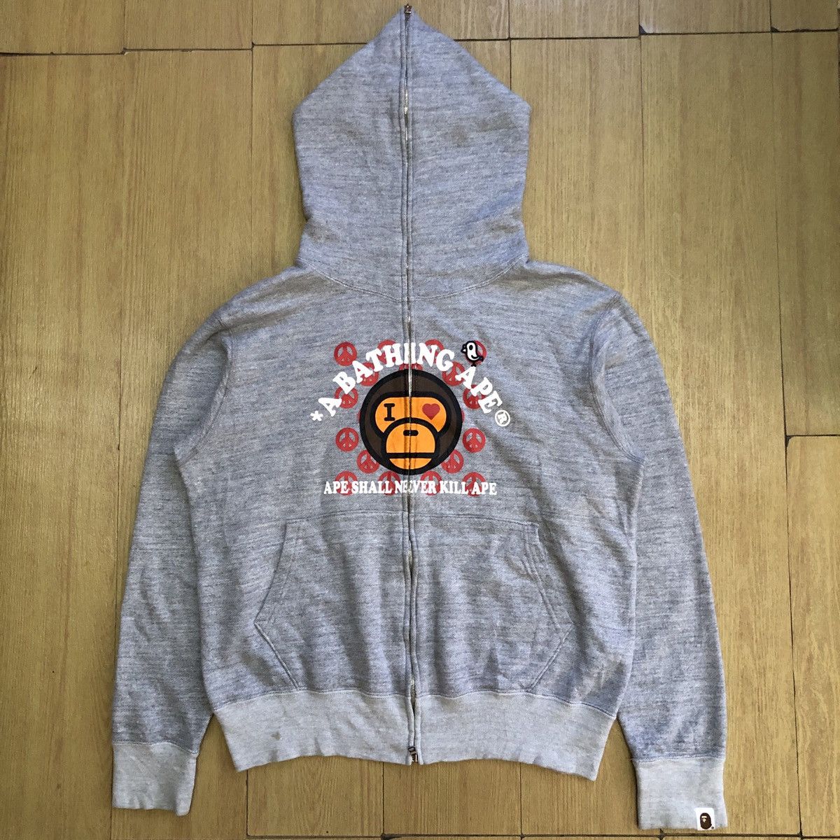 Bape 🔥A BATHING APE BABY MILO I Love Peace Full Zip Hoodie Size US S / EU 44-46 / 1 - 1 Thumbnail