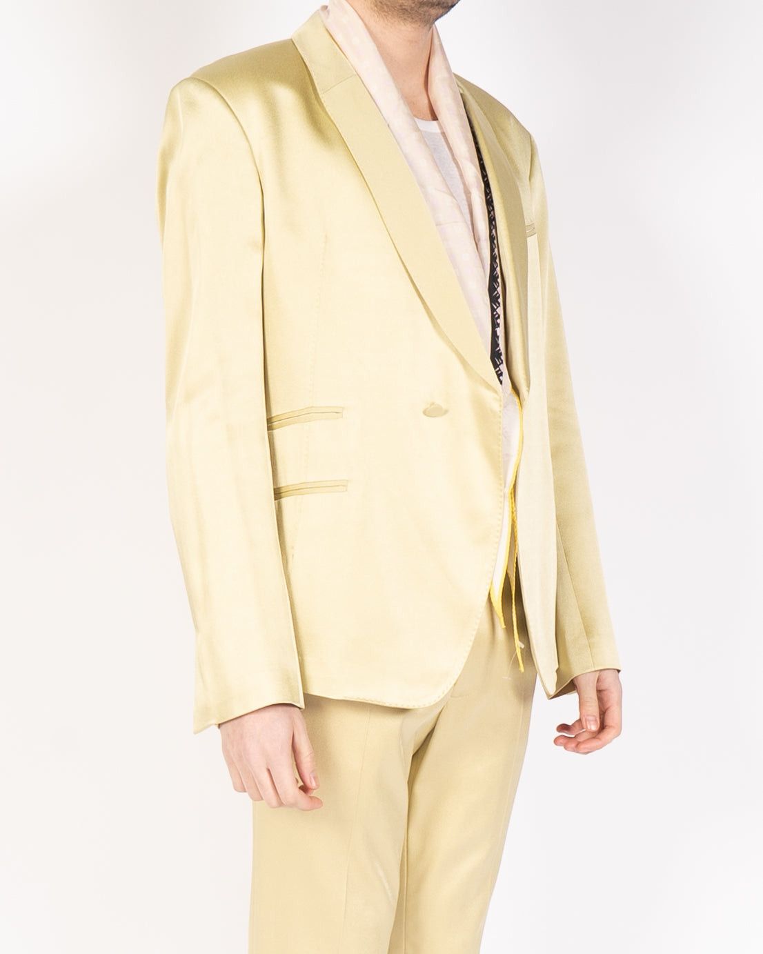 Haider Ackermann FW19 Yellow Satin Shawl Collar Blazer Size US L / EU 52-54 / 3 - 4 Thumbnail