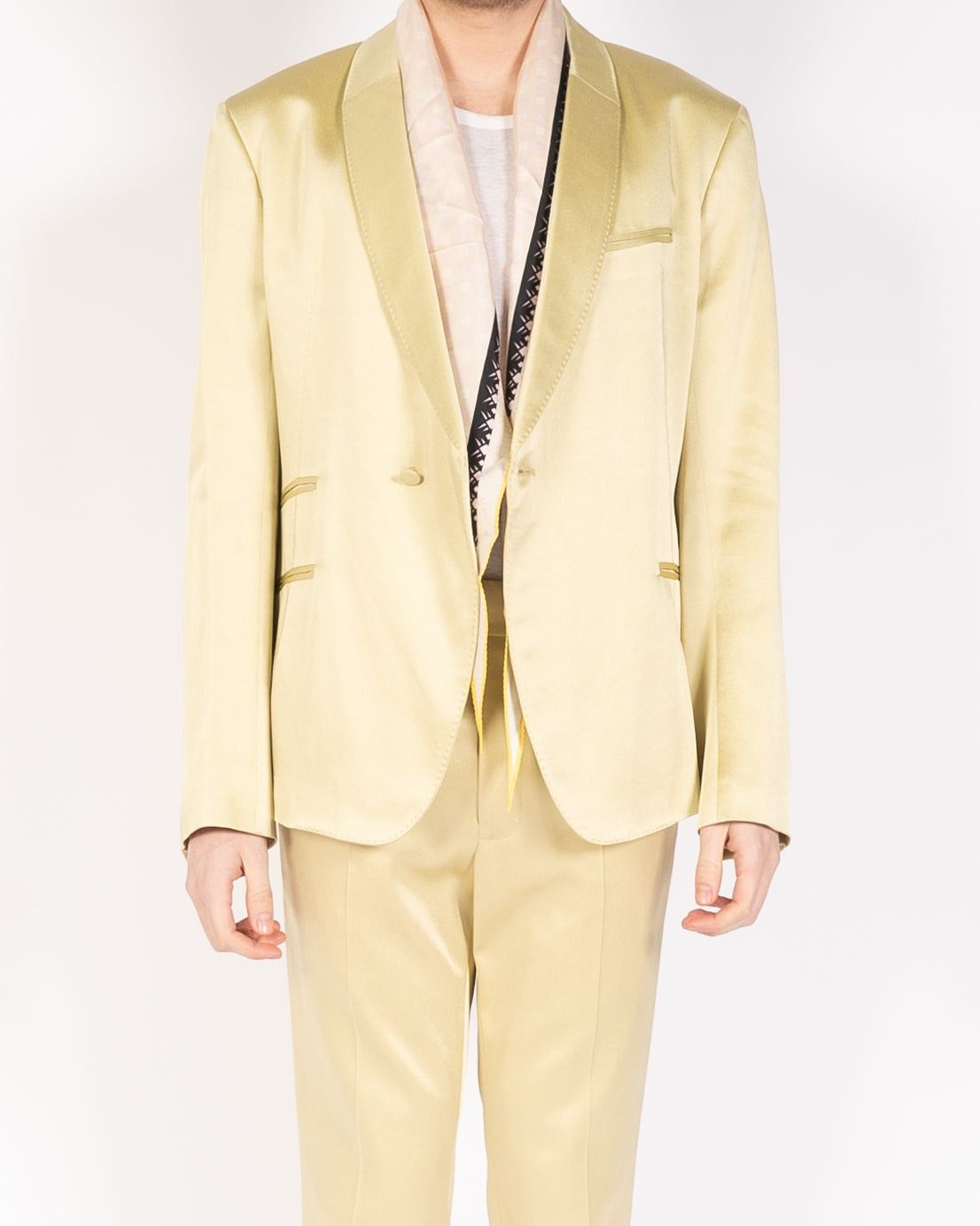Haider Ackermann FW19 Yellow Satin Shawl Collar Blazer Size US L / EU 52-54 / 3 - 1 Thumbnail