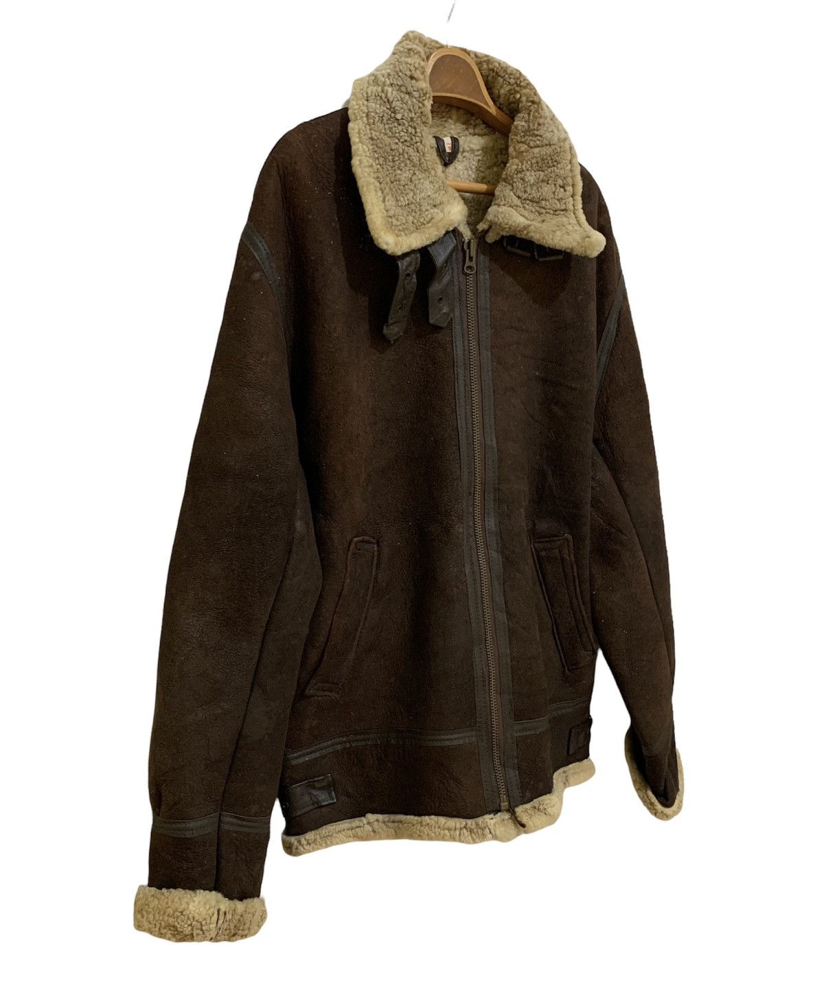 Genuine Leather RAF Bomber Ginger Aviator British Sheepskin Shearling Jacket Size US M / EU 48-50 / 2 - 3 Thumbnail