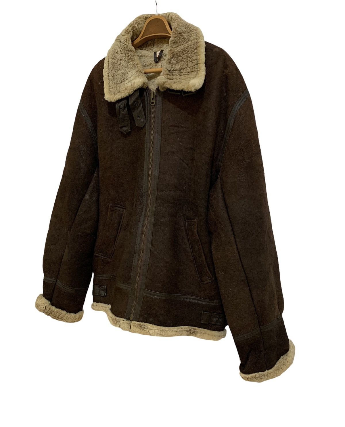 Genuine Leather RAF Bomber Ginger Aviator British Sheepskin Shearling Jacket Size US M / EU 48-50 / 2 - 4 Thumbnail