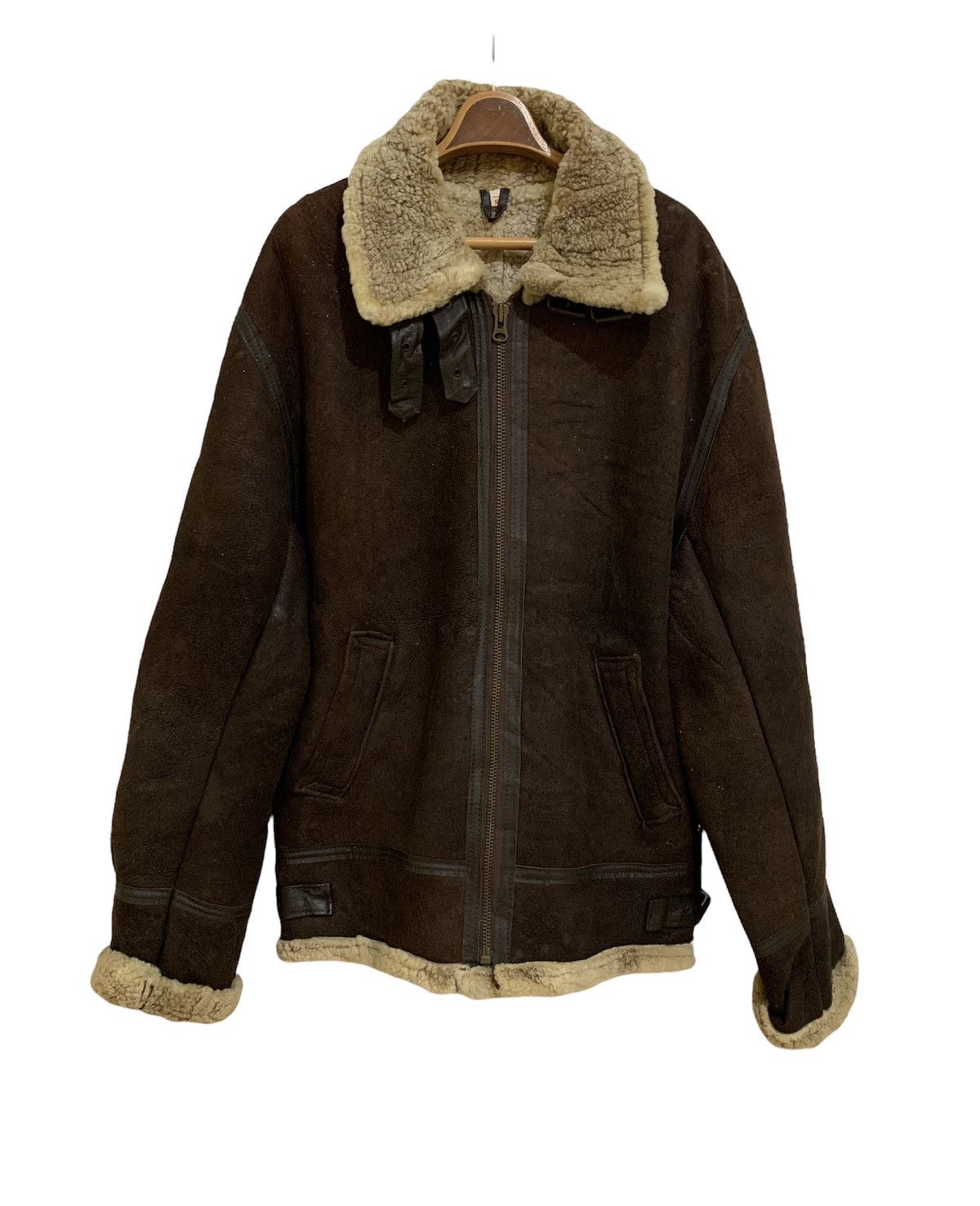 Genuine Leather RAF Bomber Ginger Aviator British Sheepskin Shearling Jacket Size US M / EU 48-50 / 2 - 2 Thumbnail
