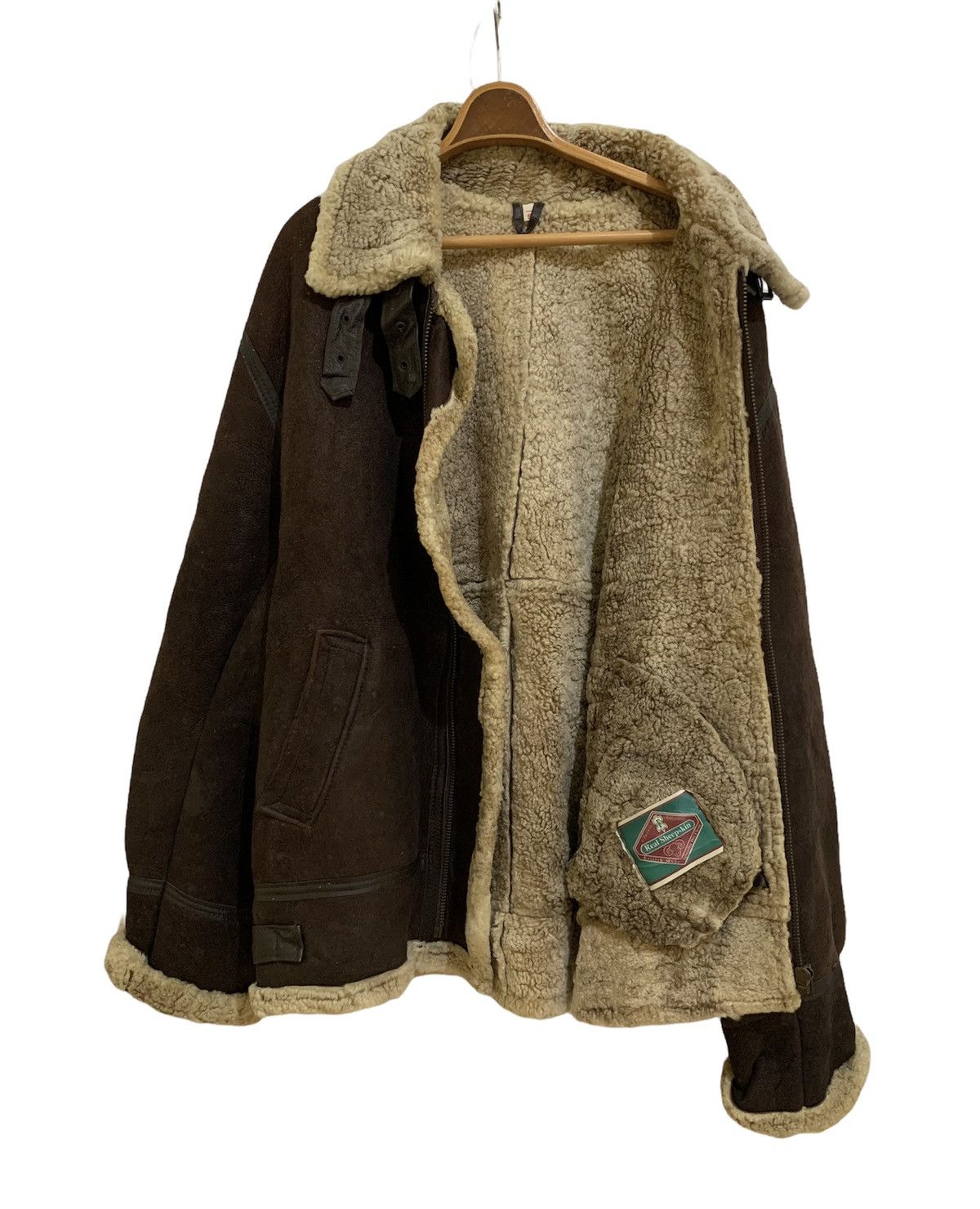 Genuine Leather RAF Bomber Ginger Aviator British Sheepskin Shearling Jacket Size US M / EU 48-50 / 2 - 1 Thumbnail
