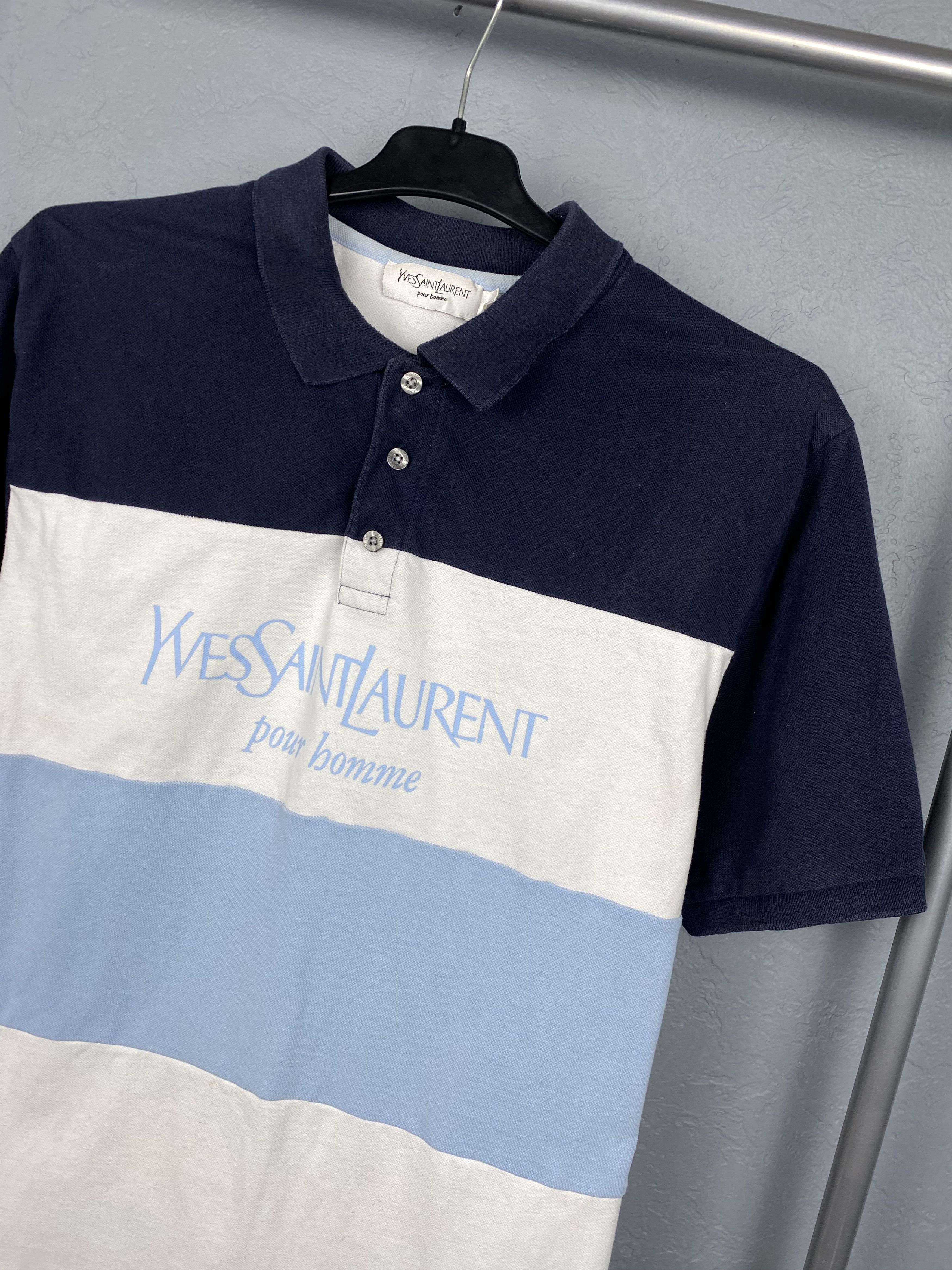 Yves Saint Laurent Yves Saint Laurent YSL Mens Big Logo Polo Shirt Size US L / EU 52-54 / 3 - 2 Thumbnail