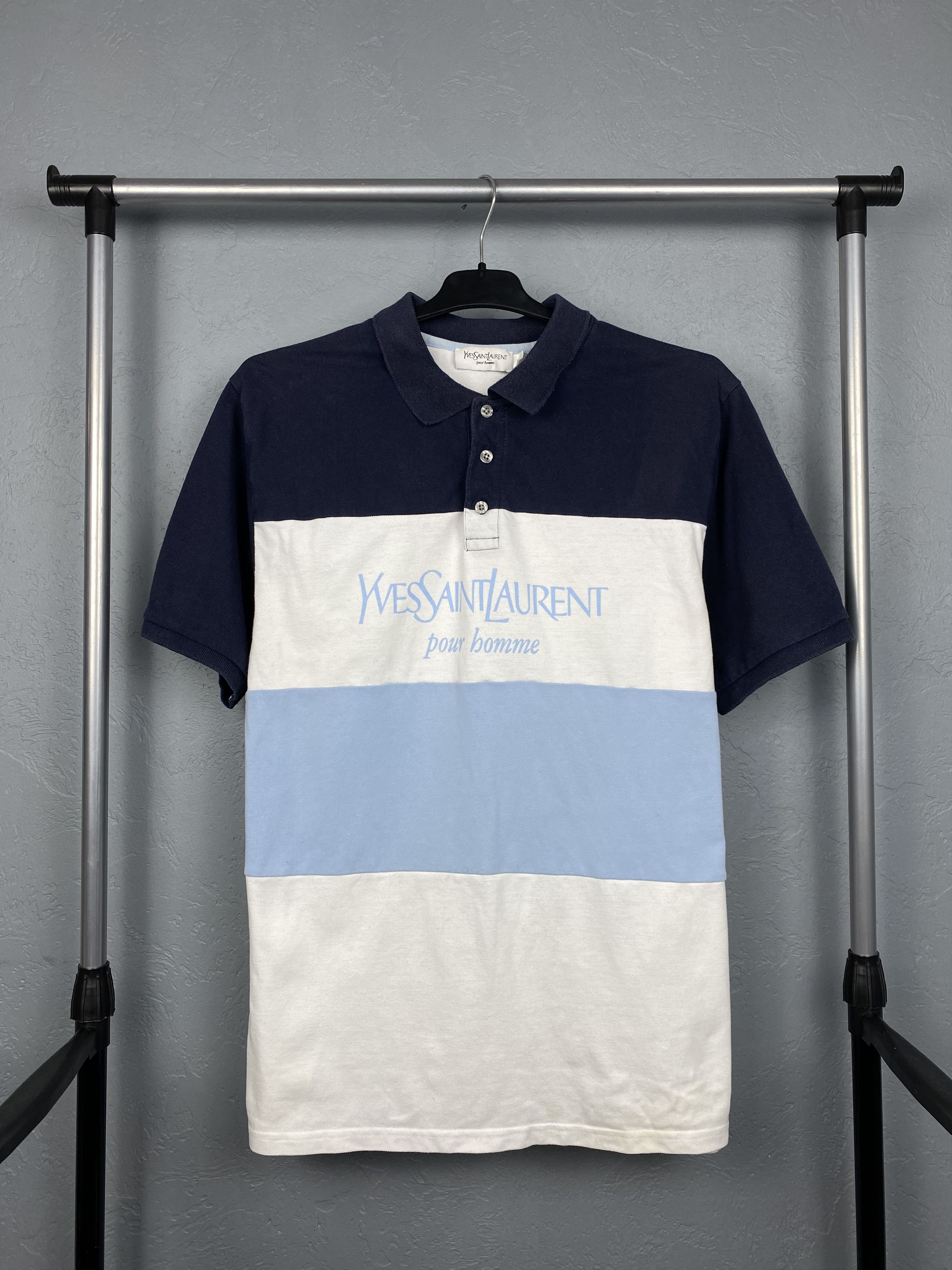 Yves Saint Laurent Yves Saint Laurent YSL Mens Big Logo Polo Shirt Size US L / EU 52-54 / 3 - 1 Thumbnail