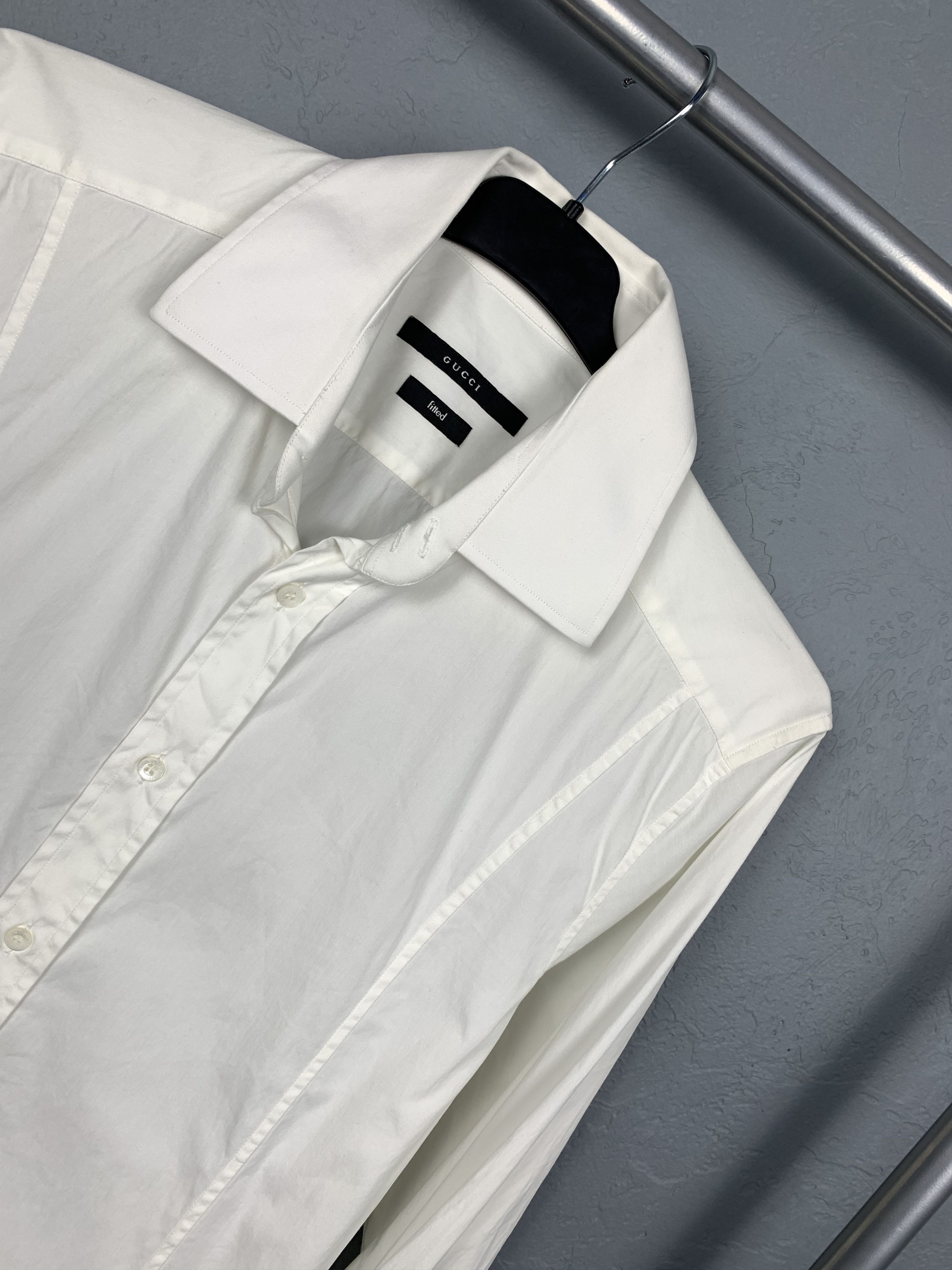 Gucci GUCCI White Mens Long Sleeve Shirt Size US M / EU 48-50 / 2 - 2 Thumbnail