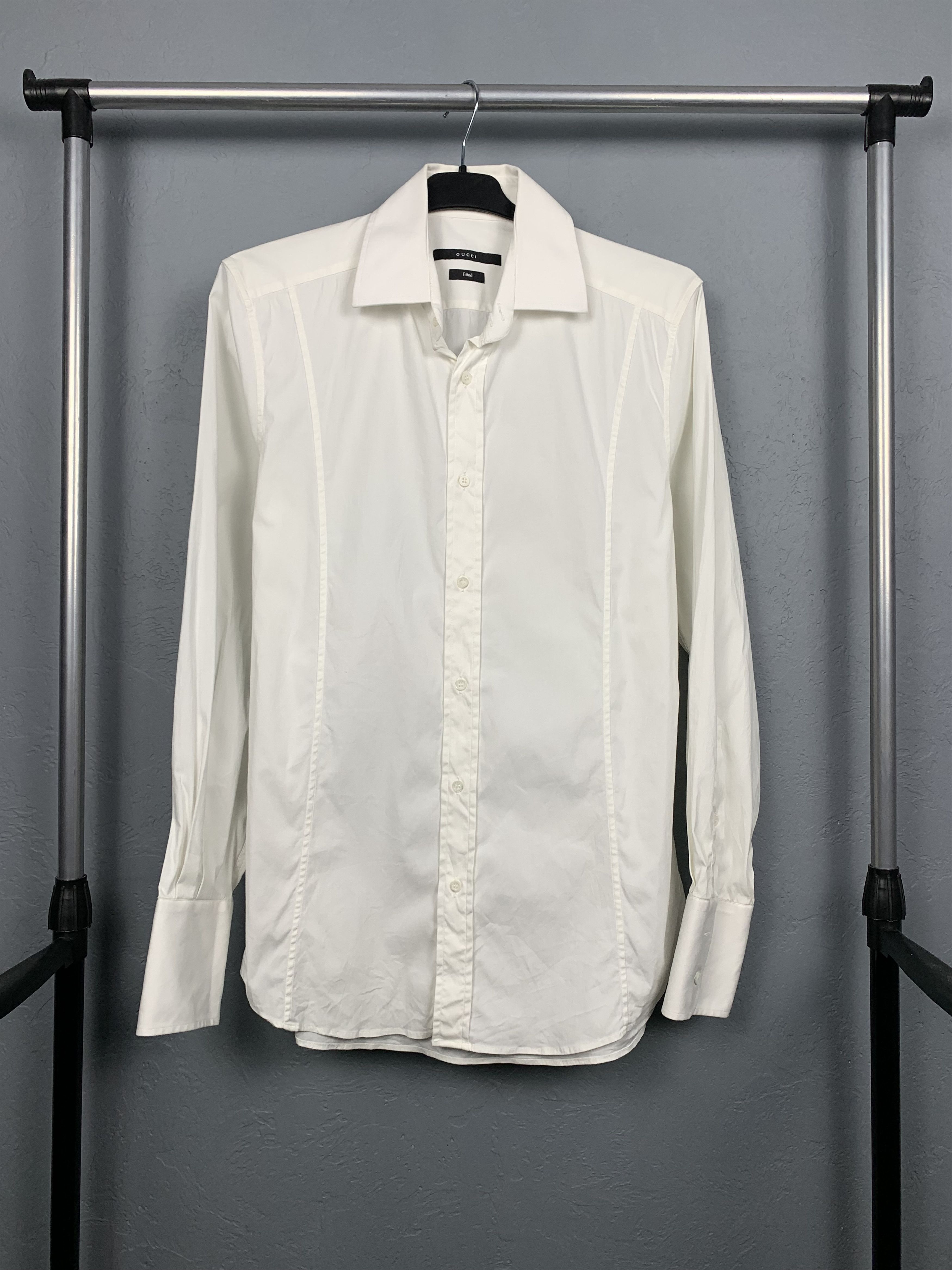 Gucci GUCCI White Mens Long Sleeve Shirt Size US M / EU 48-50 / 2 - 1 Thumbnail