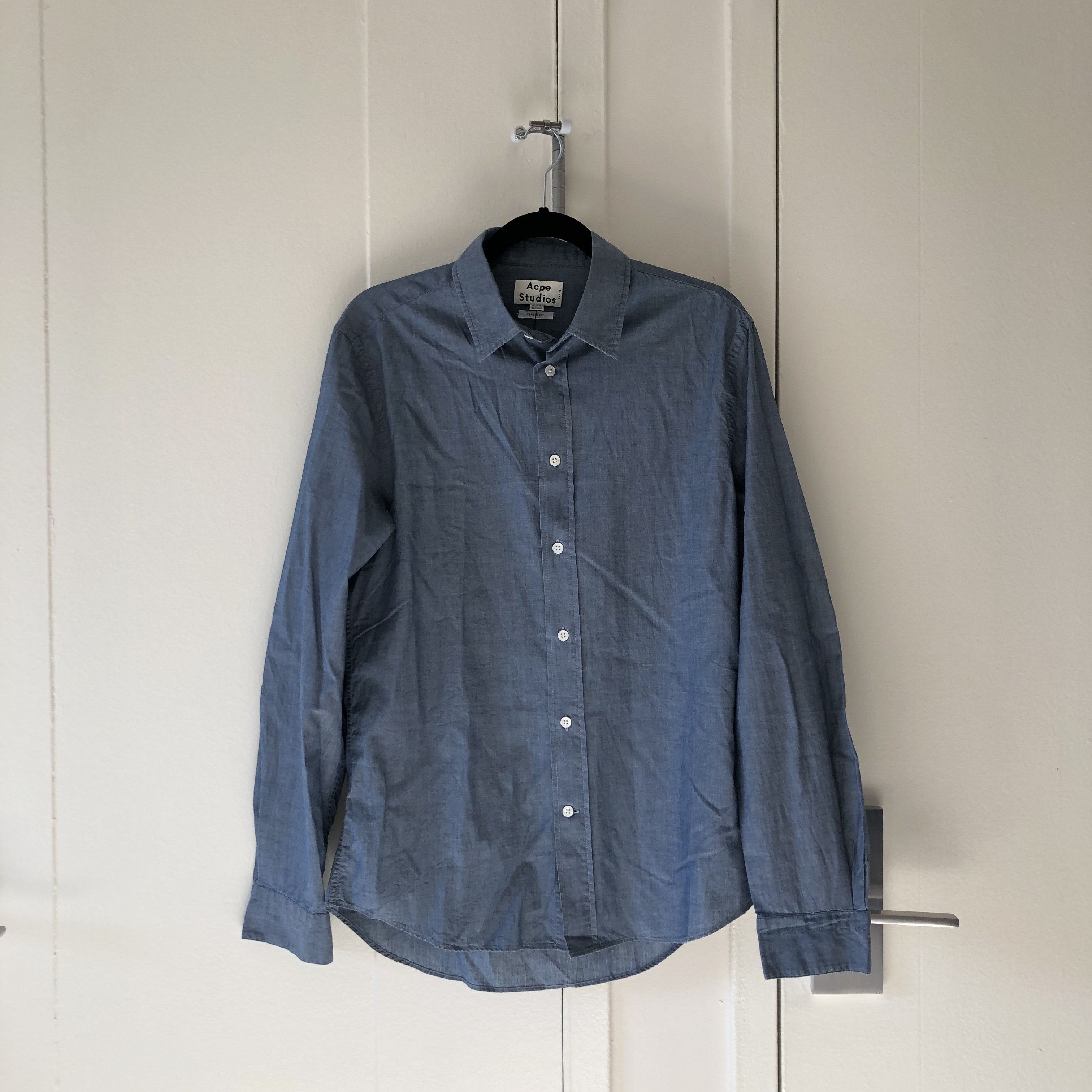 image of Acne Studios Button Up Shirt in Blue, Men's (Size Medium)