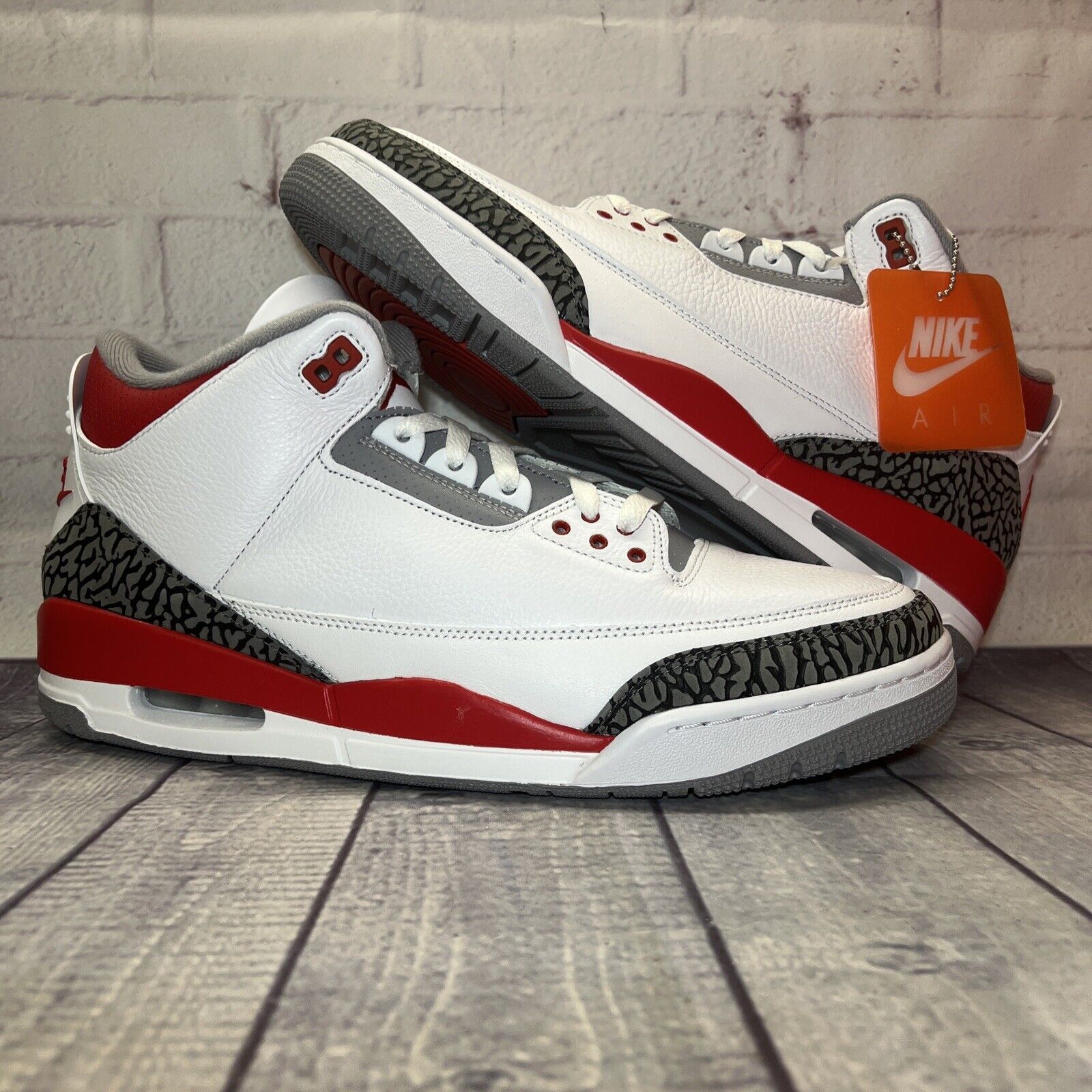image of Jordan Nike Air Jordan 3 Fire Red Retro OG 2022 White Cement Shoes, Men's (Size 13)