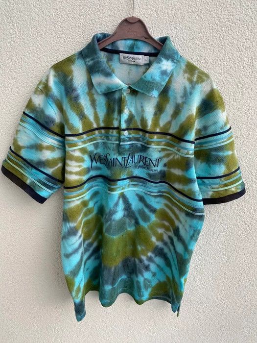 Yves Saint Laurent 1of1 YSL Polo Tie Dye Spell Out Size US L / EU 52-54 / 3 - 1 Thumbnail