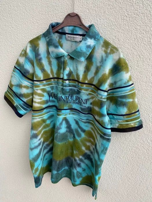 Yves Saint Laurent 1of1 YSL Polo Tie Dye Spell Out Size US L / EU 52-54 / 3 - 14 Thumbnail