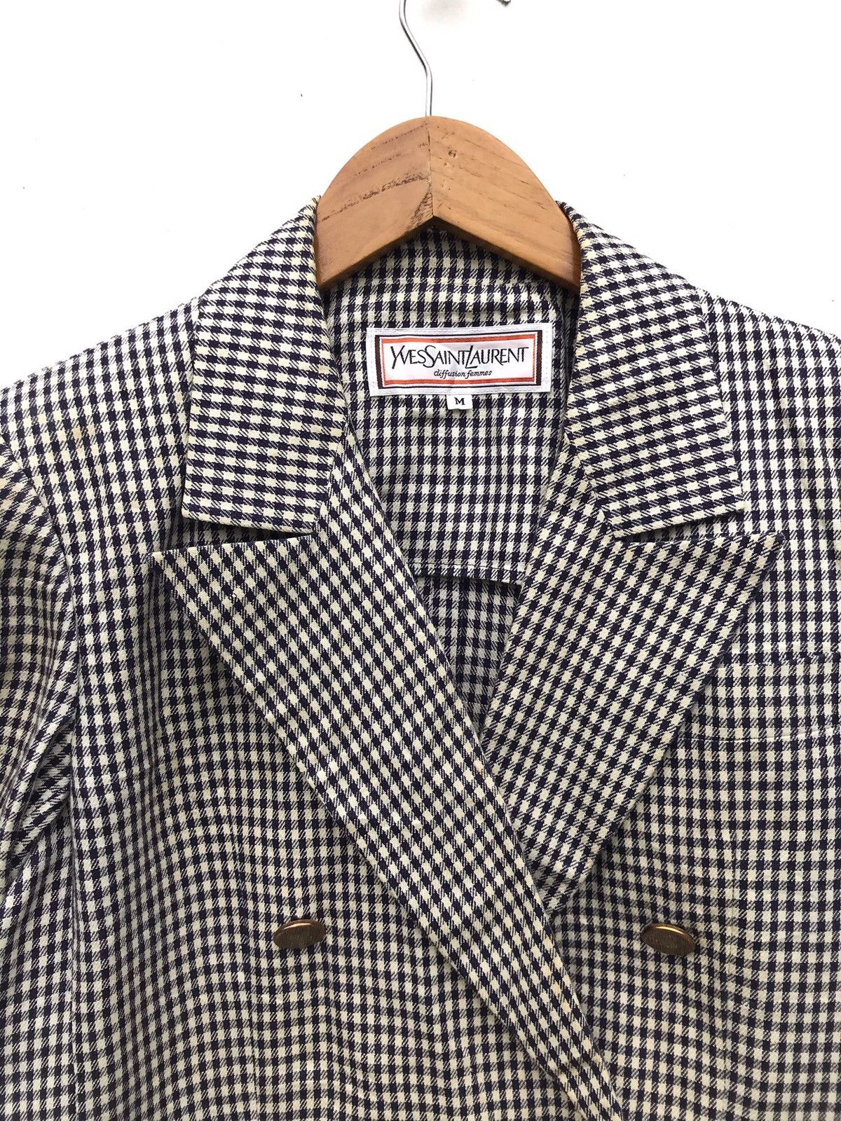 Yves Saint Laurent Vintage YVES SAINT LAURENT Houndstooth Button Jacket Size US M / EU 48-50 / 2 - 3 Thumbnail
