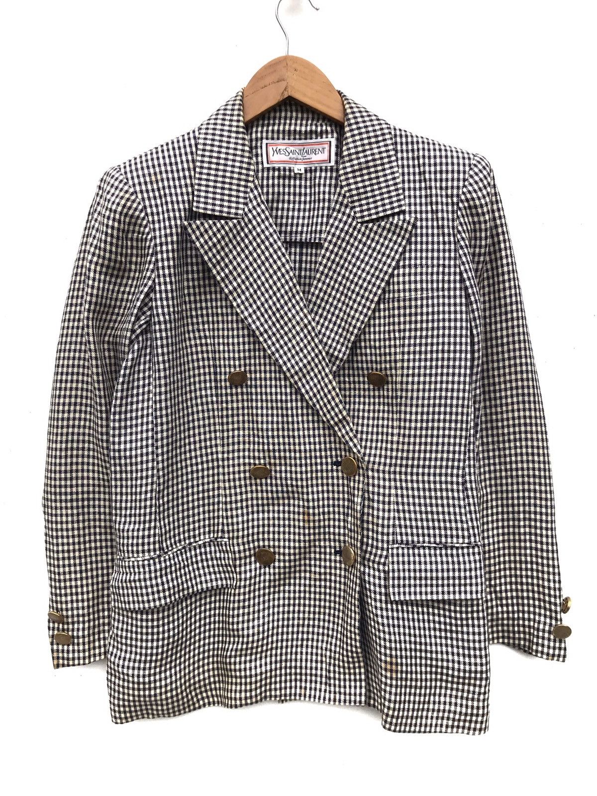 Yves Saint Laurent Vintage YVES SAINT LAURENT Houndstooth Button Jacket Size US M / EU 48-50 / 2 - 1 Thumbnail
