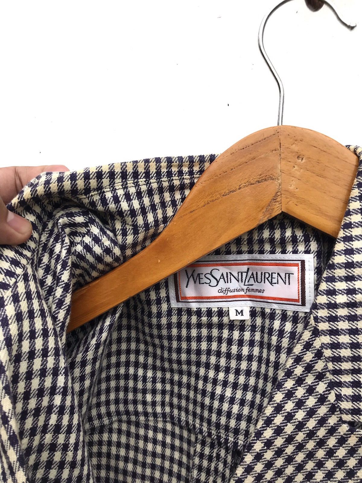 Yves Saint Laurent Vintage YVES SAINT LAURENT Houndstooth Button Jacket Size US M / EU 48-50 / 2 - 9 Thumbnail