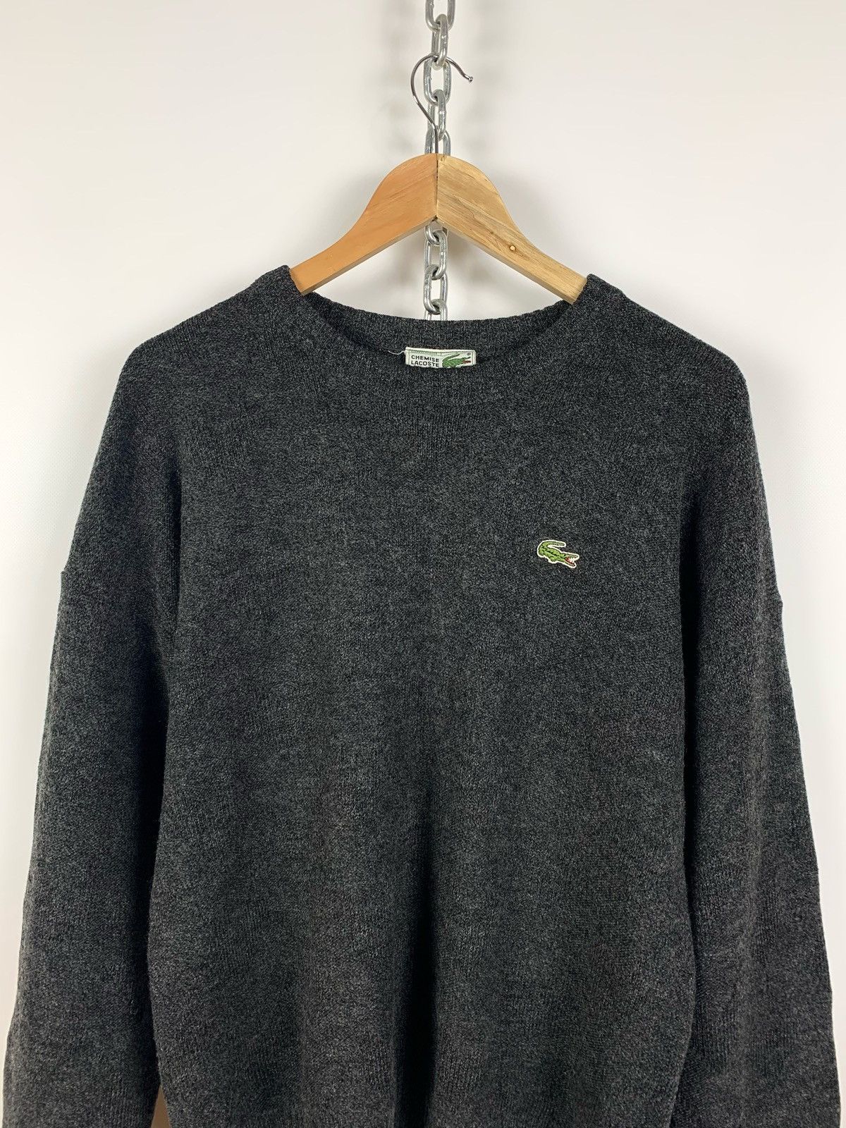 Lacoste 90s Vintage Lacoste Wool Knit Gray Sweater Made In France Size US L / EU 52-54 / 3 - 3 Thumbnail