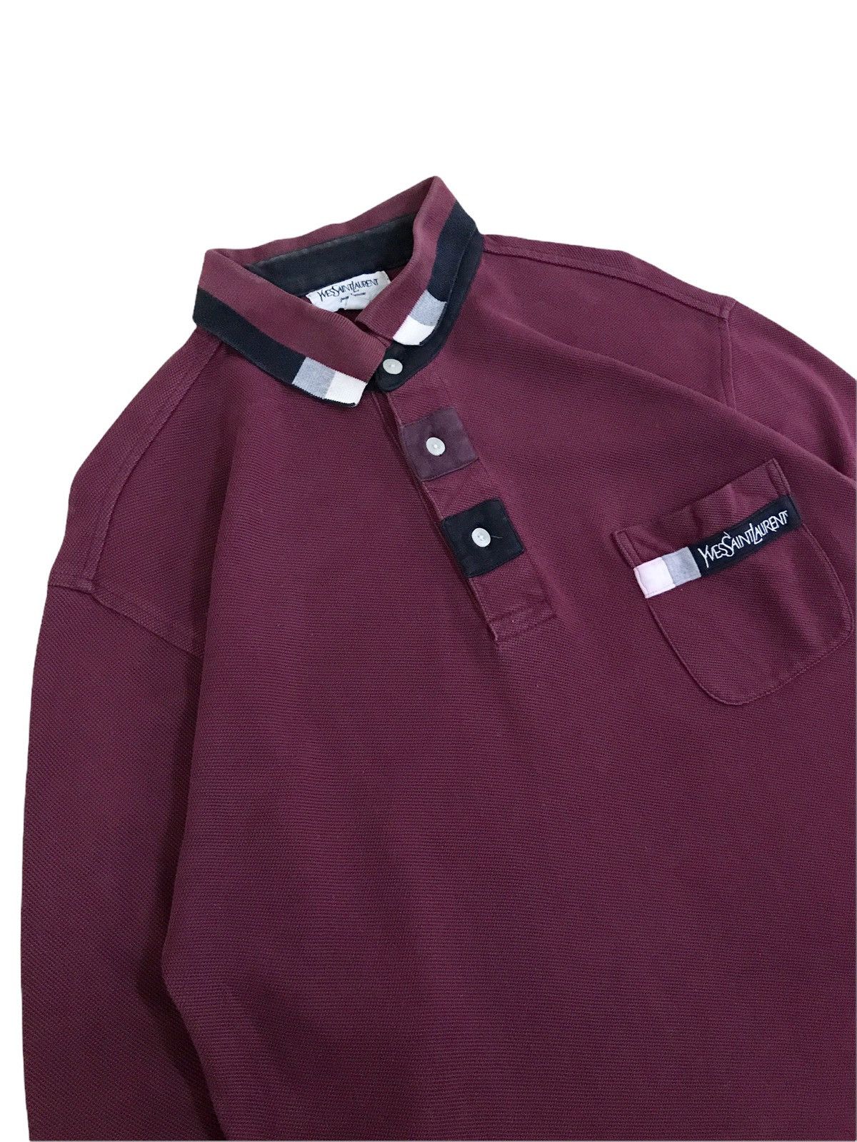 Yves Saint Laurent Vintage YSL Pour Homme Pocket Polo Shirt Spell Out Logo Size US S / EU 44-46 / 1 - 1 Thumbnail