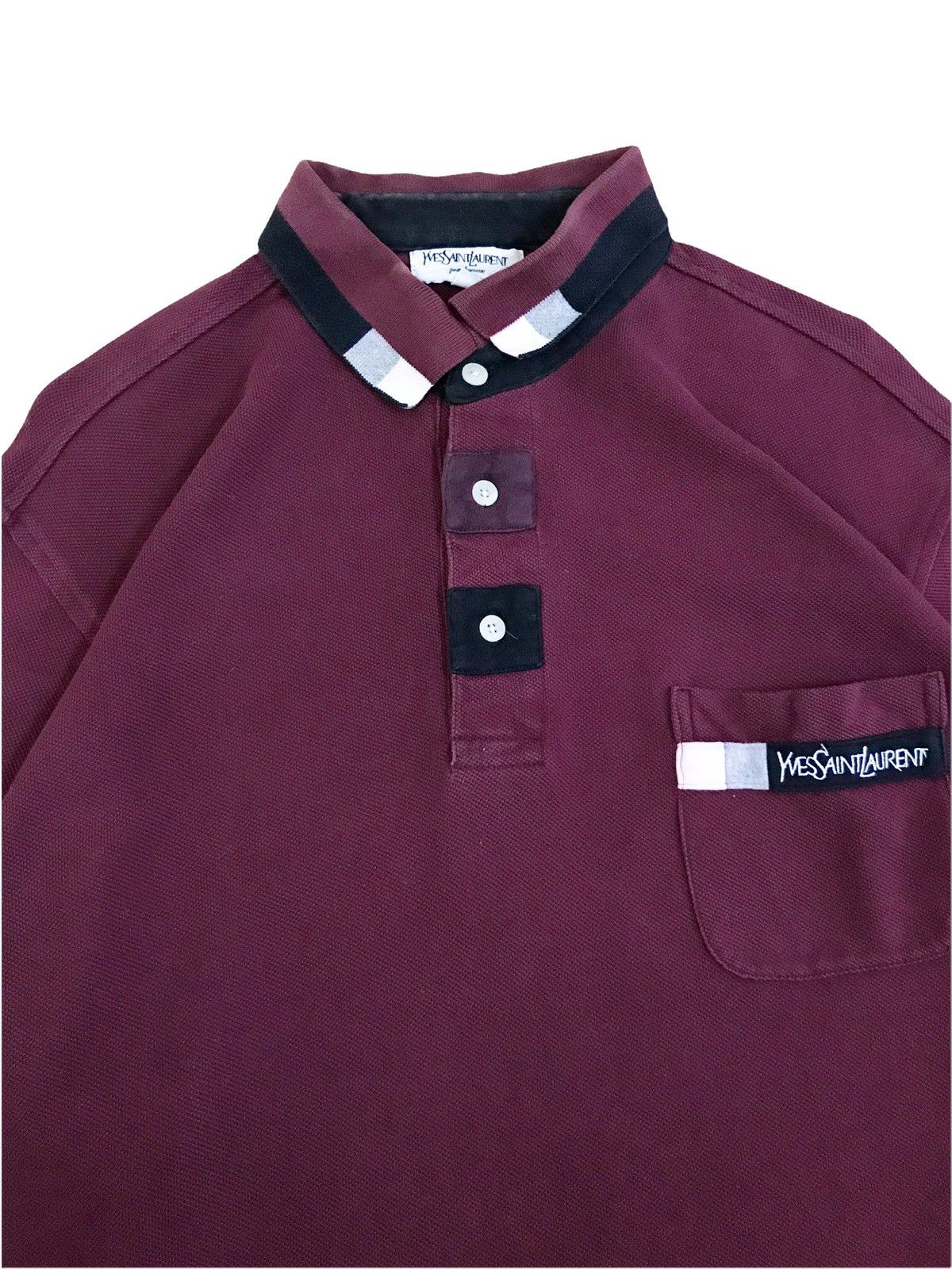 Yves Saint Laurent Vintage YSL Pour Homme Pocket Polo Shirt Spell Out Logo Size US S / EU 44-46 / 1 - 4 Thumbnail