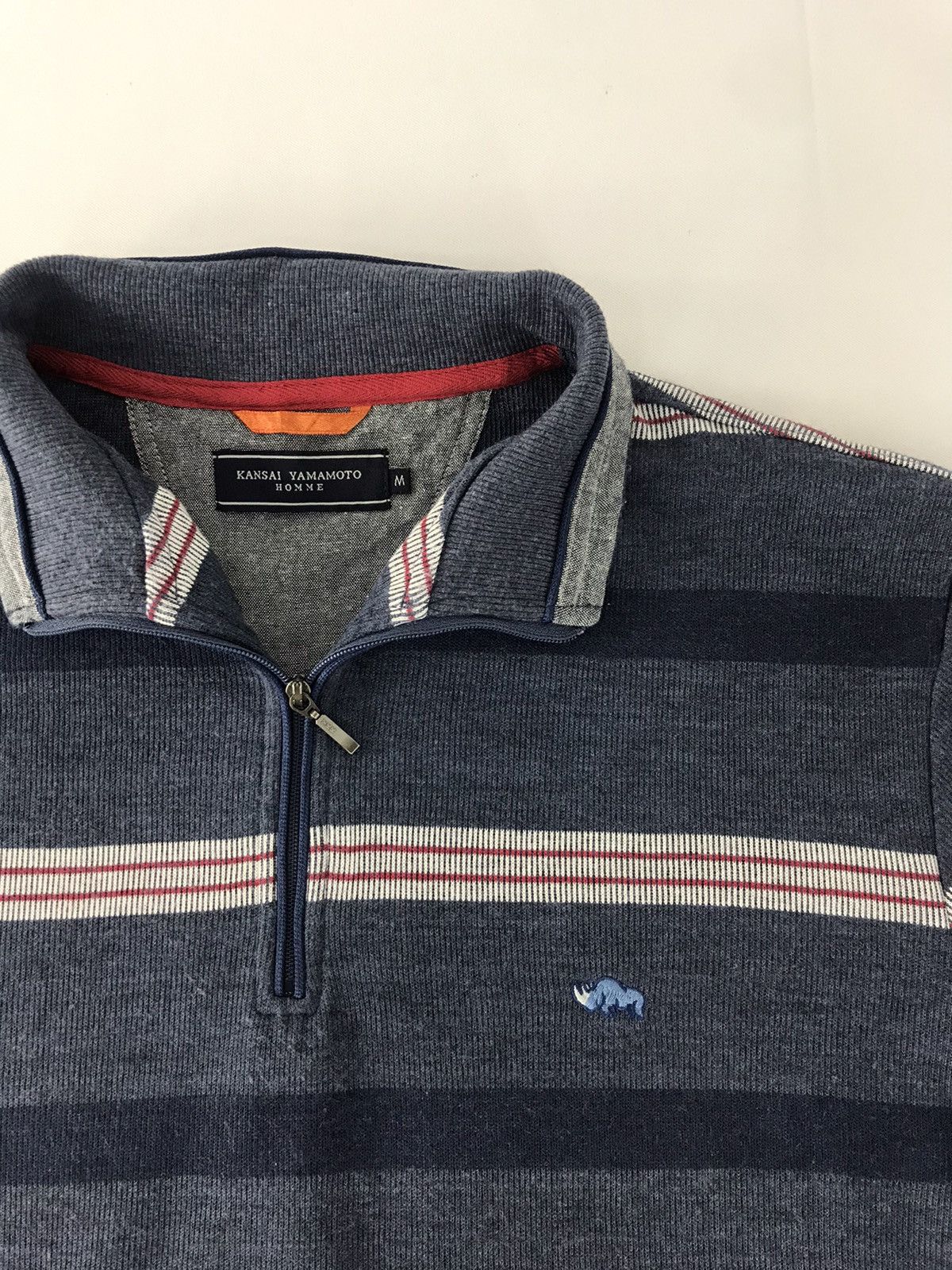 Designer × Kansai Yamamoto Kansai Yamamoto Homme Sweater Half Zip Striped Design Size US L / EU 52-54 / 3 - 3 Thumbnail