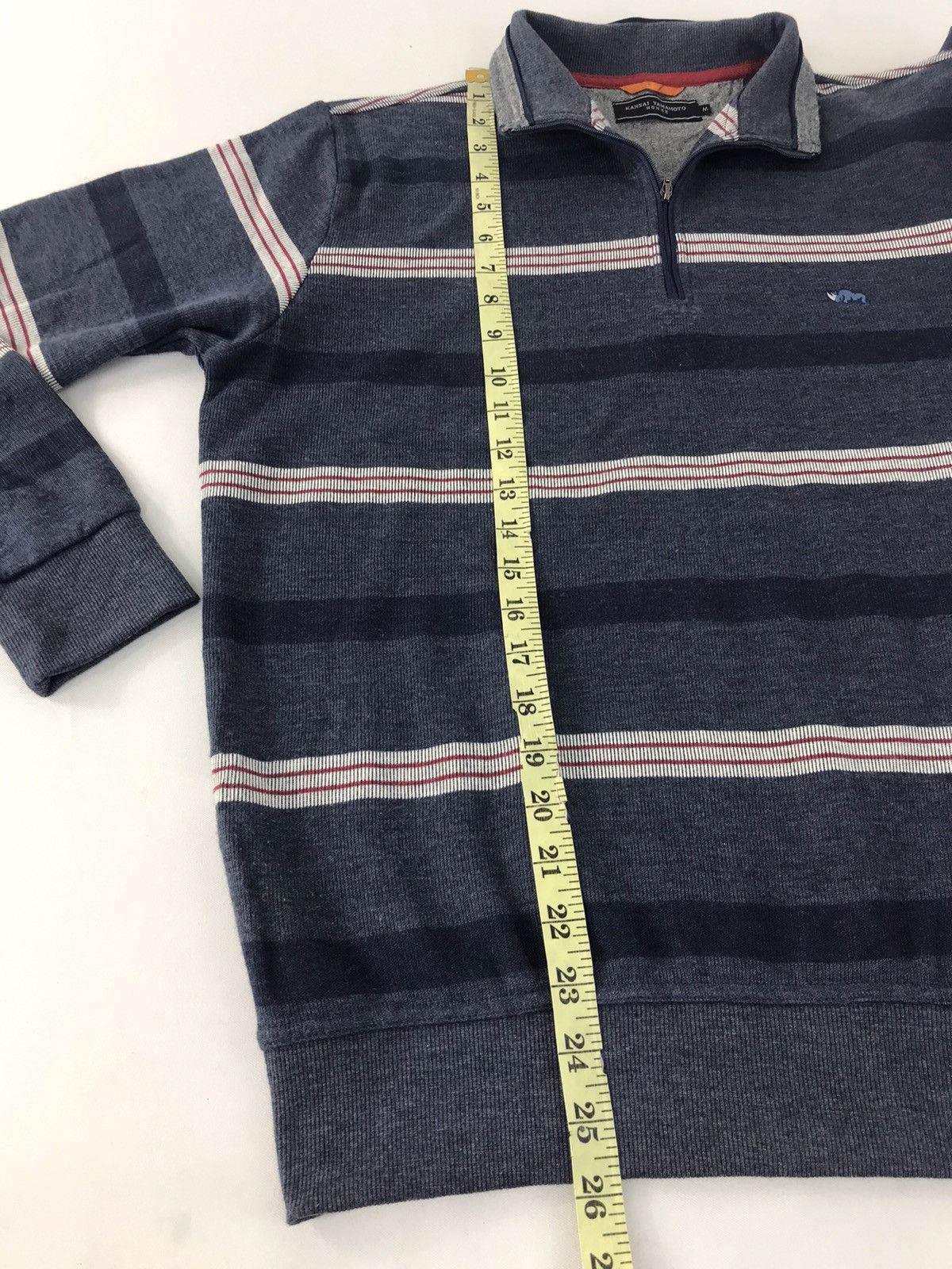 Designer × Kansai Yamamoto Kansai Yamamoto Homme Sweater Half Zip Striped Design Size US L / EU 52-54 / 3 - 9 Thumbnail
