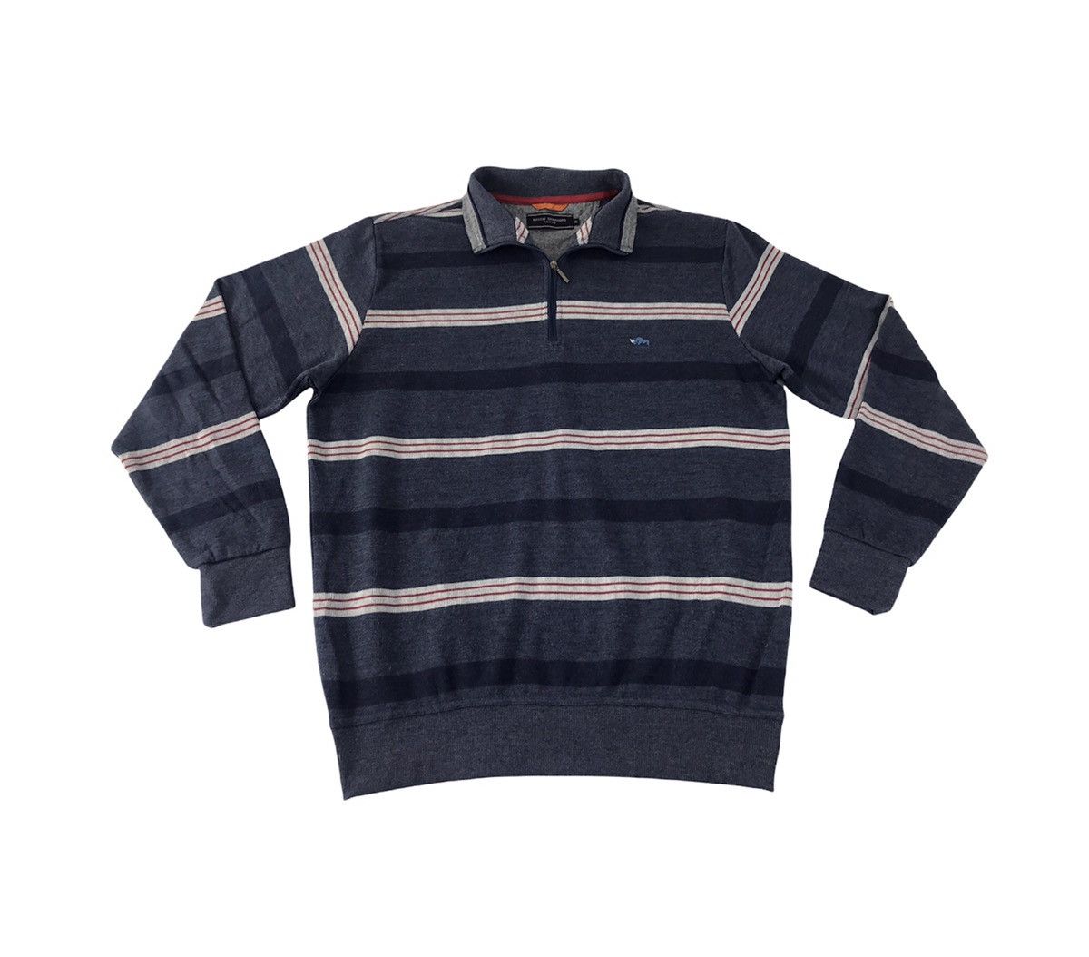 Designer × Kansai Yamamoto Kansai Yamamoto Homme Sweater Half Zip Striped Design Size US L / EU 52-54 / 3 - 1 Thumbnail