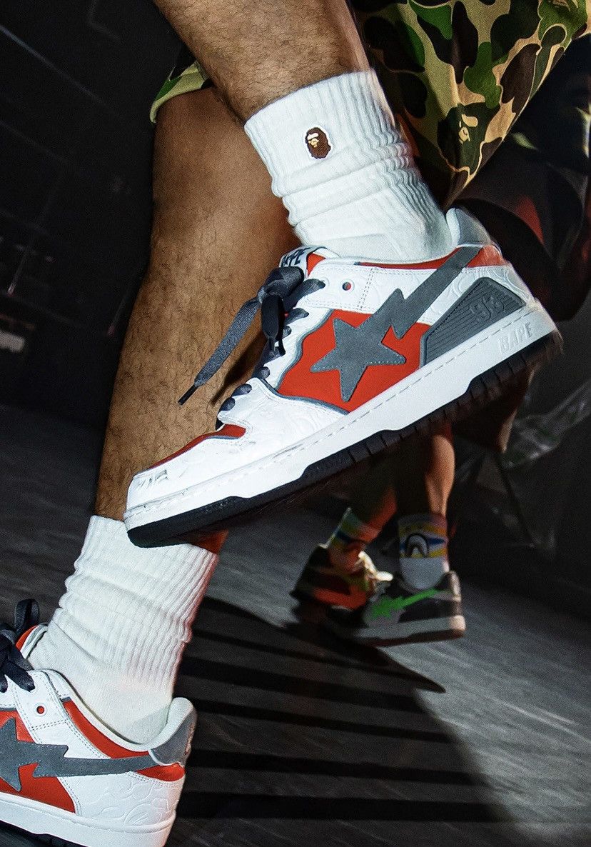 Bape A Bathing Ape Bapesta Sk8 Red/White/Grey Sneakers Shoes US12 Size US 12 / EU 45 - 1 Thumbnail