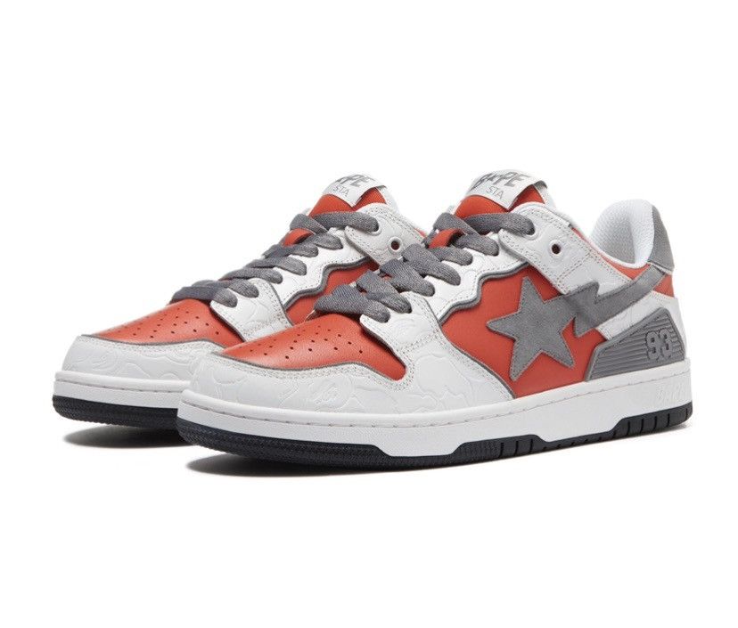 Bape A Bathing Ape Bapesta Sk8 Red/White/Grey Sneakers Shoes US12 Size US 12 / EU 45 - 2 Thumbnail