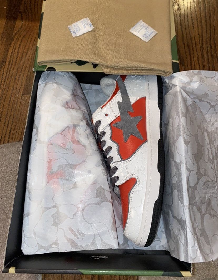 Bape A Bathing Ape Bapesta Sk8 Red/White/Grey Sneakers Shoes US12 Size US 12 / EU 45 - 5 Thumbnail