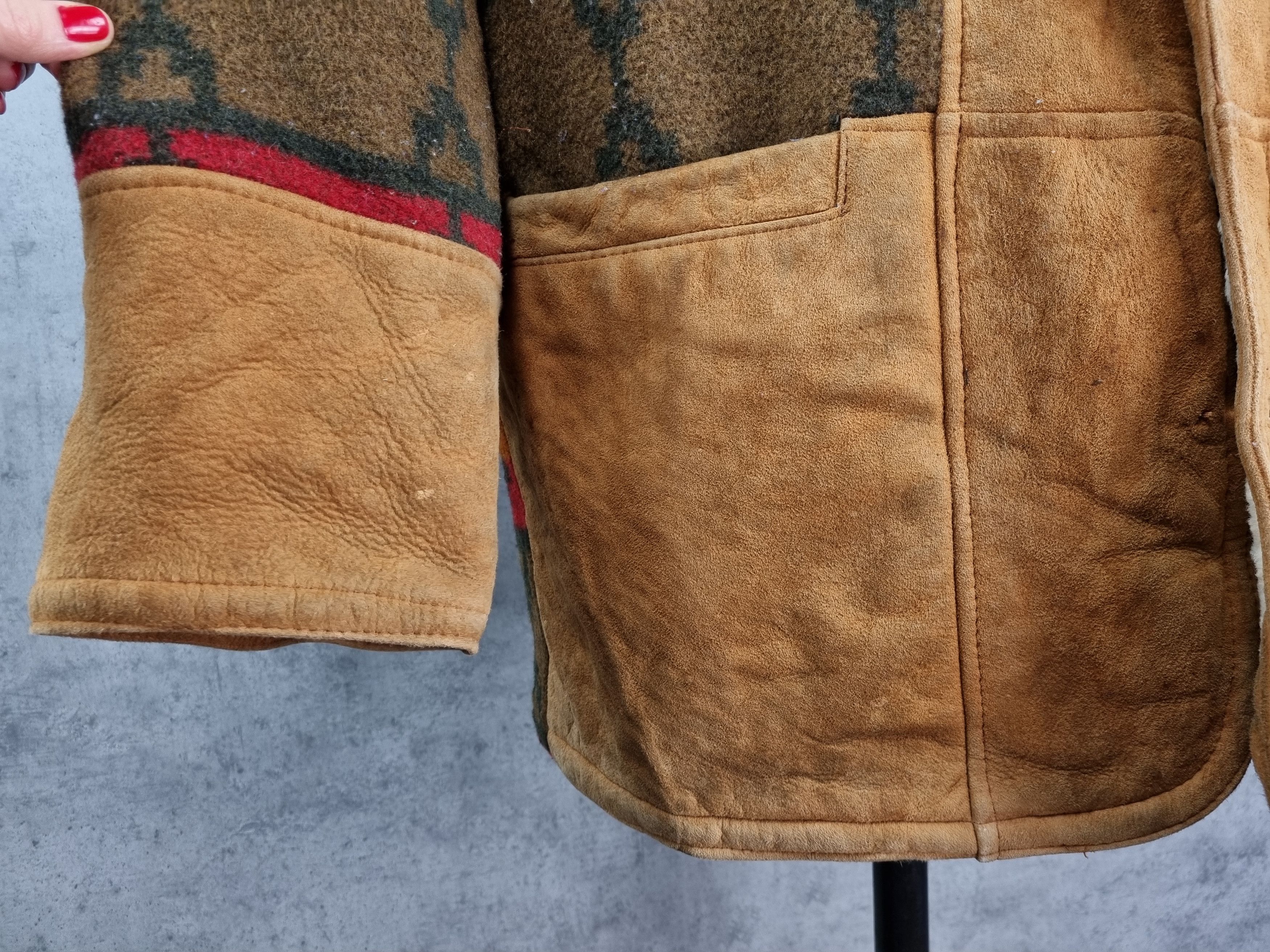 Genuine Leather Unique 80s Suede Shearling Wool Navajo Print Heavy Jacket Size US L / EU 52-54 / 3 - 23 Thumbnail