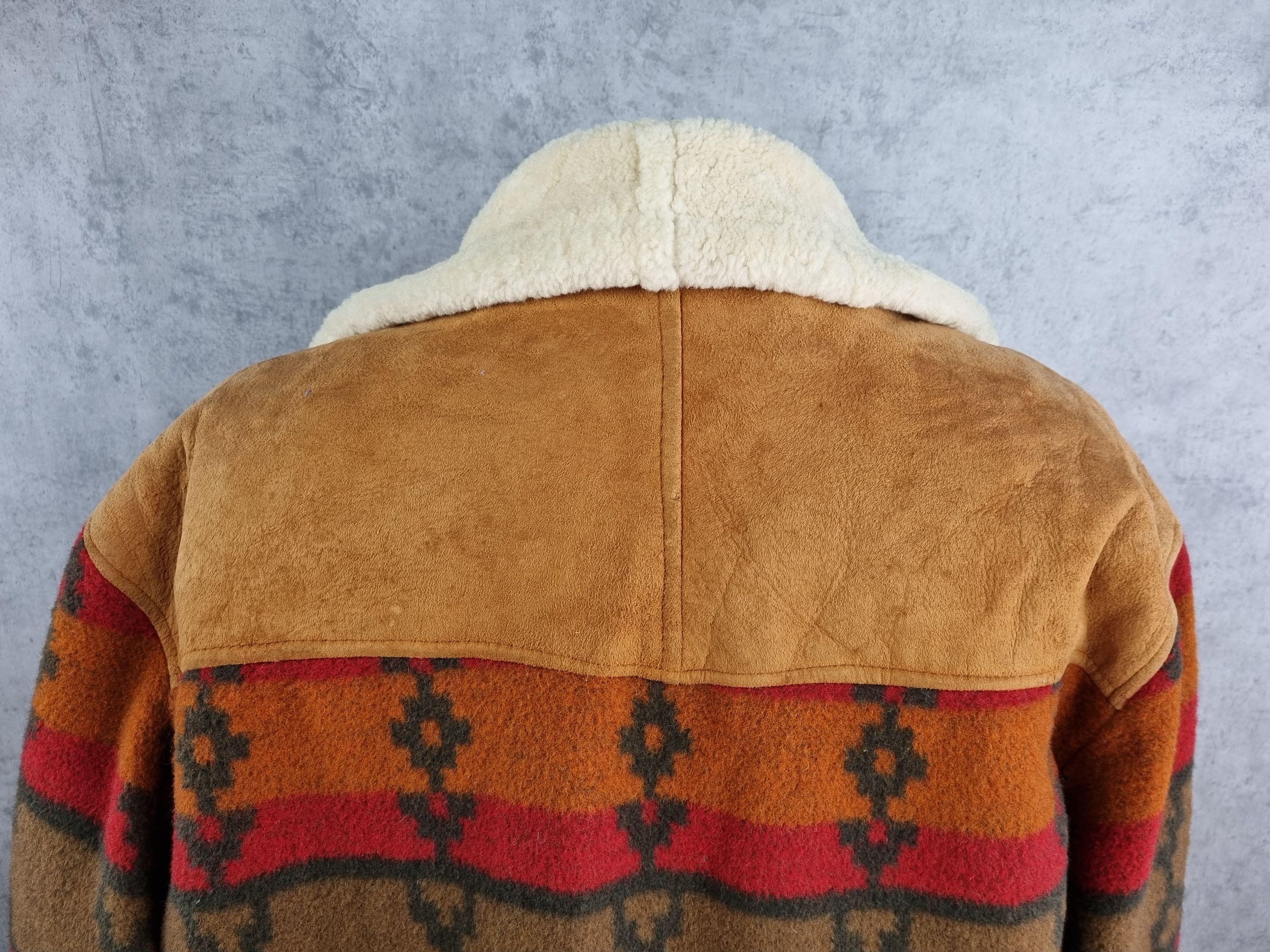 Genuine Leather Unique 80s Suede Shearling Wool Navajo Print Heavy Jacket Size US L / EU 52-54 / 3 - 18 Thumbnail