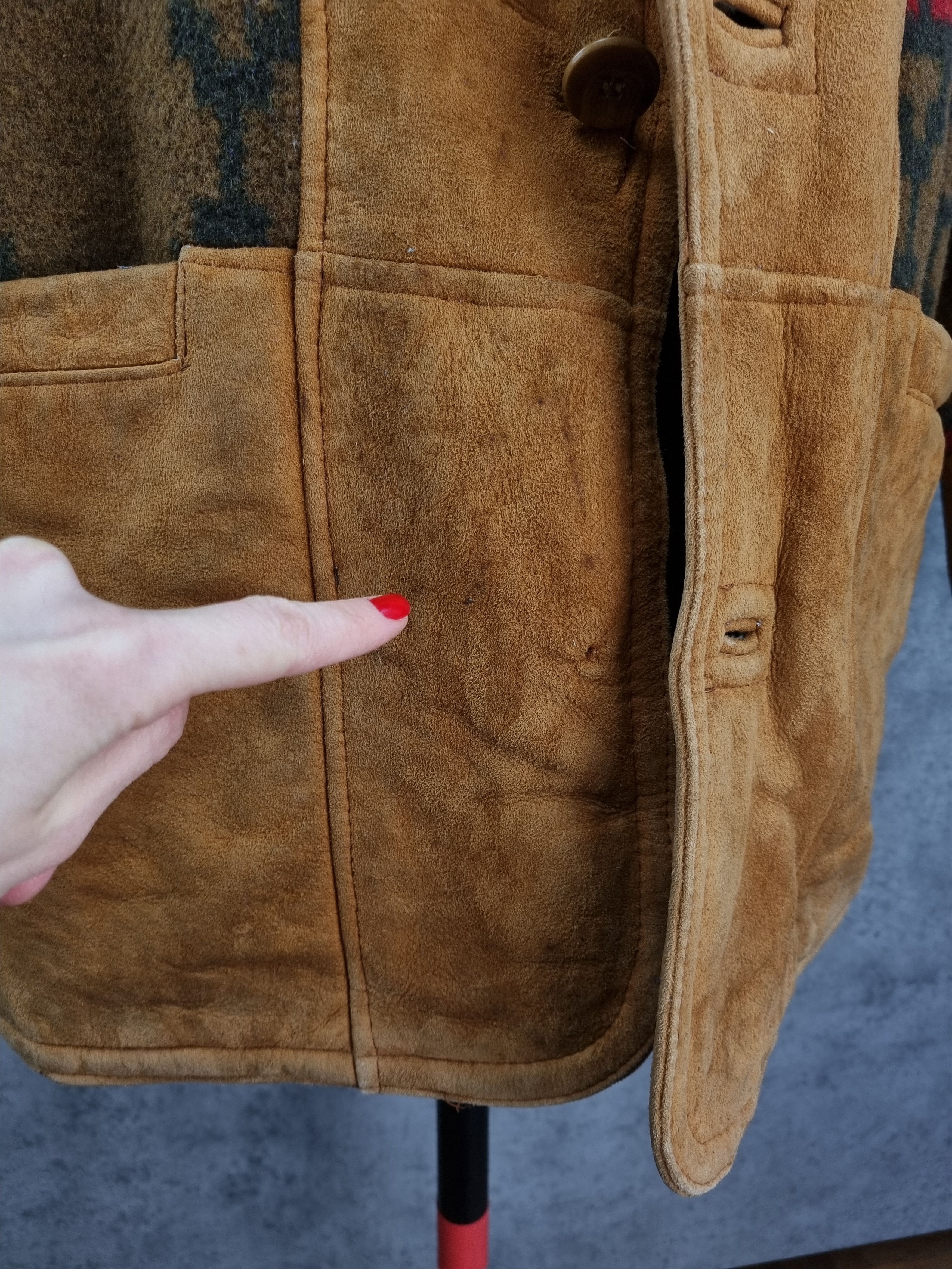 Genuine Leather Unique 80s Suede Shearling Wool Navajo Print Heavy Jacket Size US L / EU 52-54 / 3 - 22 Thumbnail