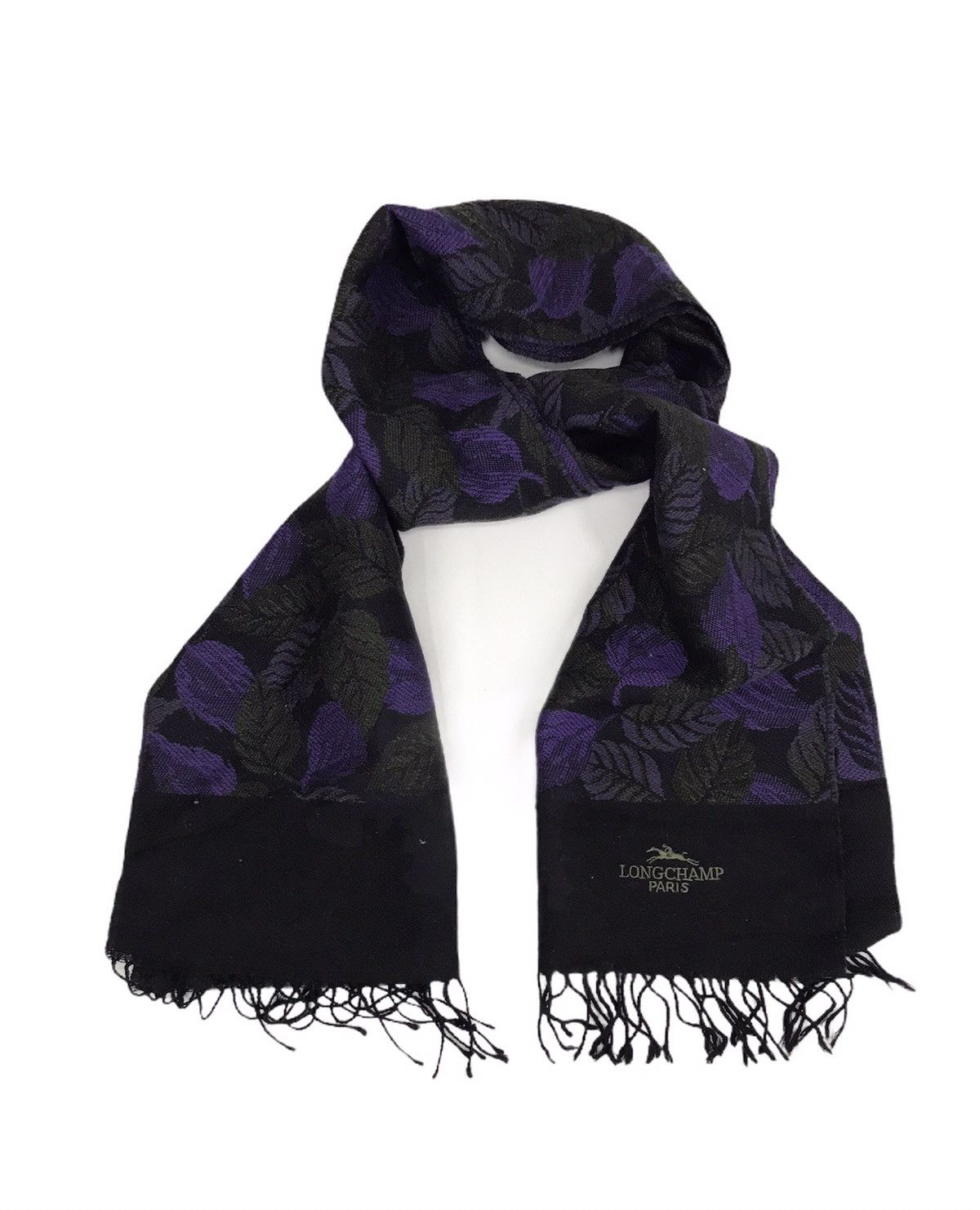 Designer Vintage Longchamp Paris Floral Muffler Scarf Cashmere Size ONE SIZE - 1 Thumbnail