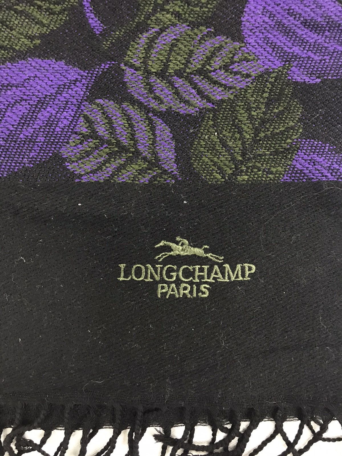 Designer Vintage Longchamp Paris Floral Muffler Scarf Cashmere Size ONE SIZE - 4 Thumbnail