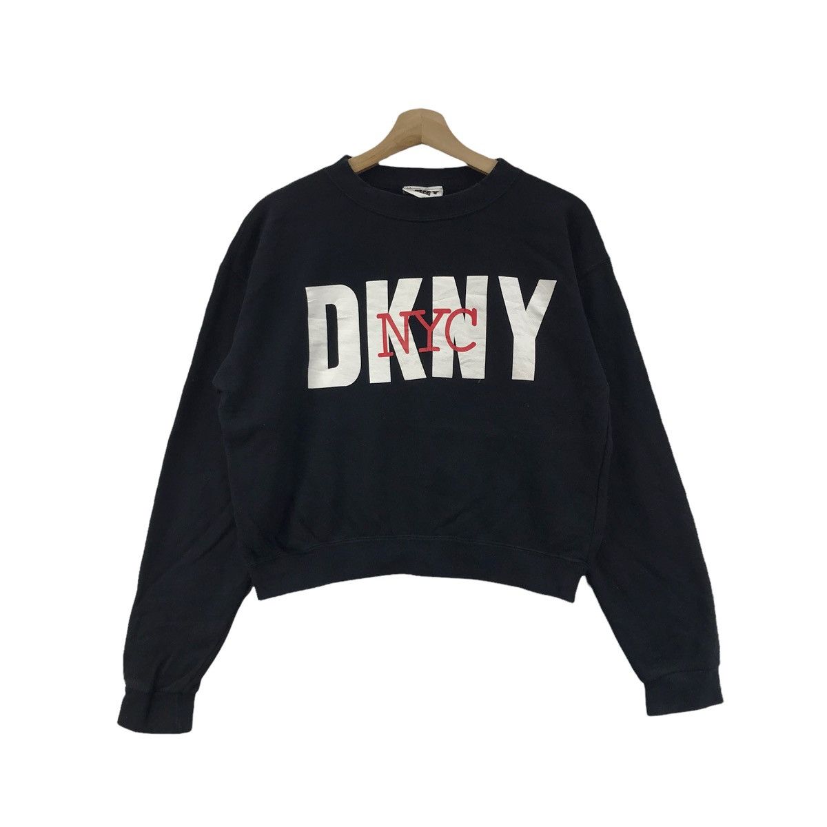 DKNY DKNY DONNA KARAN NewYork CropTop Big Print Black Sweatshirt Size US M / EU 48-50 / 2 - 1 Thumbnail