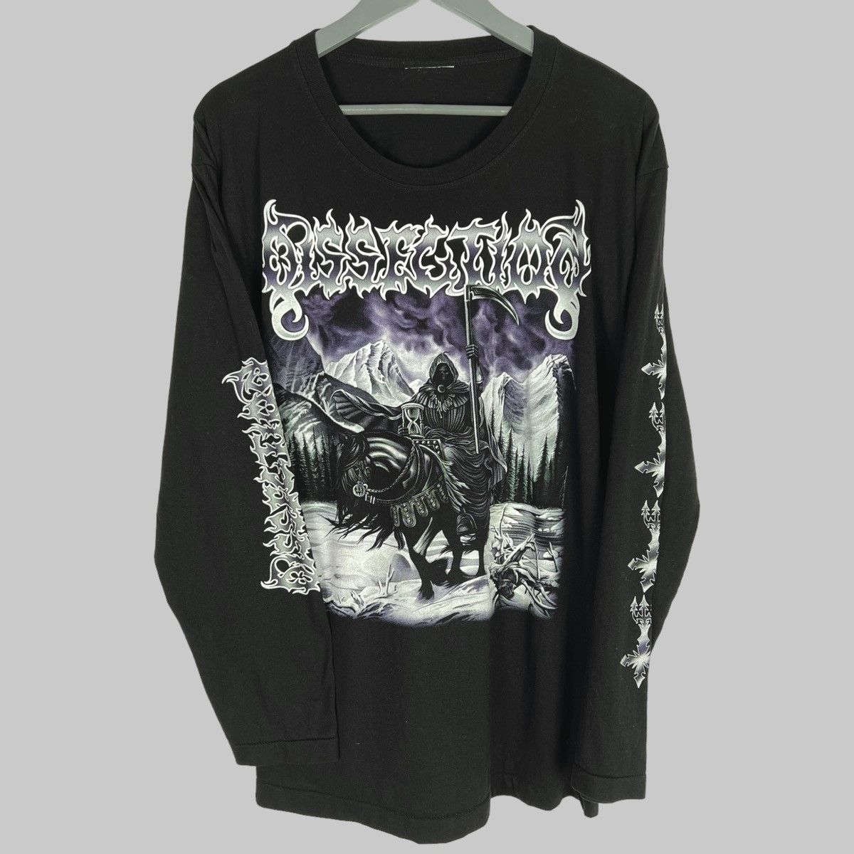 image of Band Tees x Rock T Shirt Vintage Dissection ‘Anti-Cosmic Metal Of Death’ Longsleeve in Black (Size 
