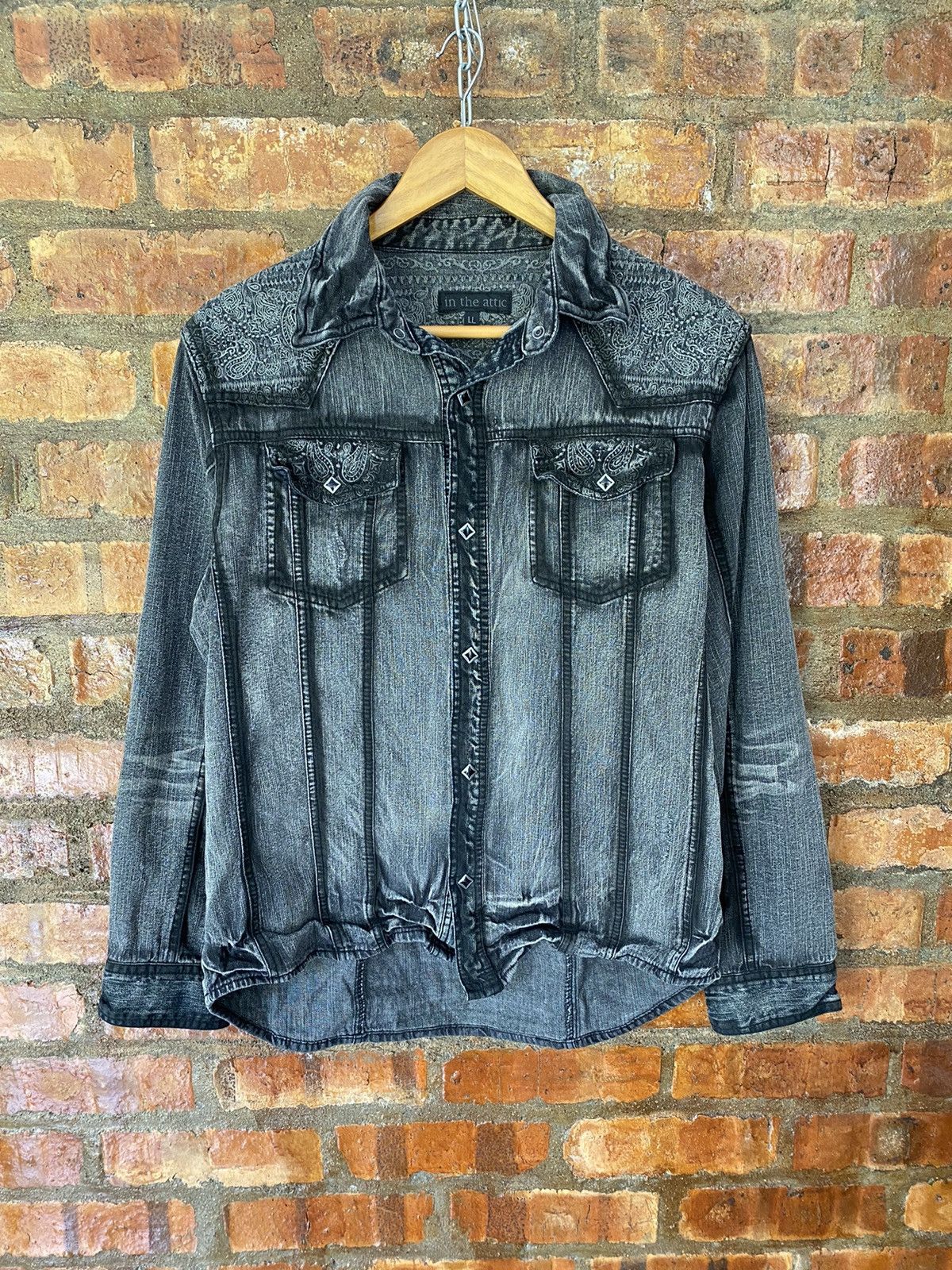 In The Attic × Japanese Brand × Tornado Mart paisley embordered wash black overshirt Size US M / EU 48-50 / 2 - 2 Thumbnail