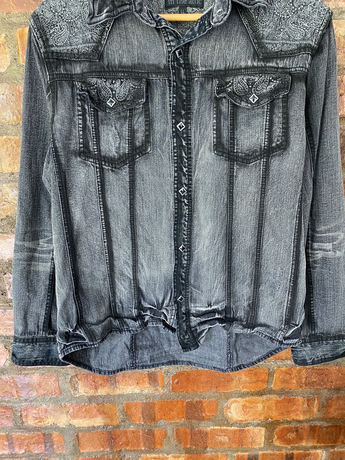 In The Attic × Japanese Brand × Tornado Mart paisley embordered wash black overshirt Size US M / EU 48-50 / 2 - 4 Thumbnail