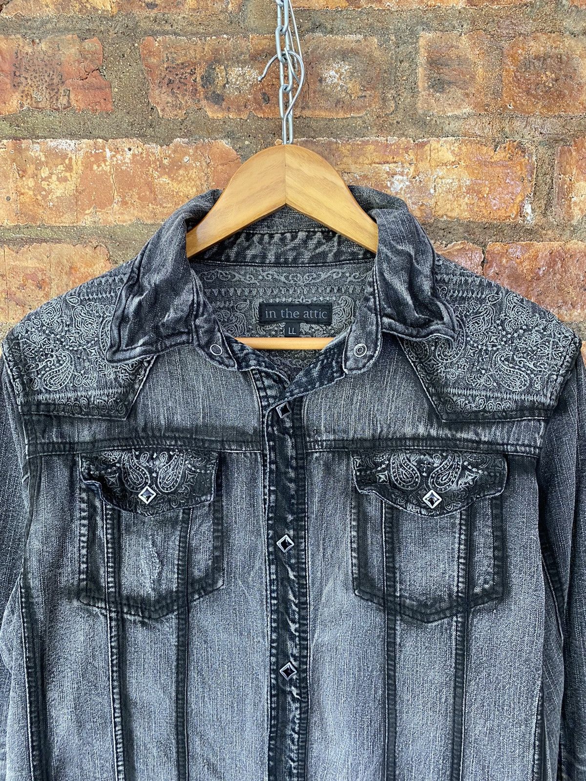 In The Attic × Japanese Brand × Tornado Mart paisley embordered wash black overshirt Size US M / EU 48-50 / 2 - 3 Thumbnail