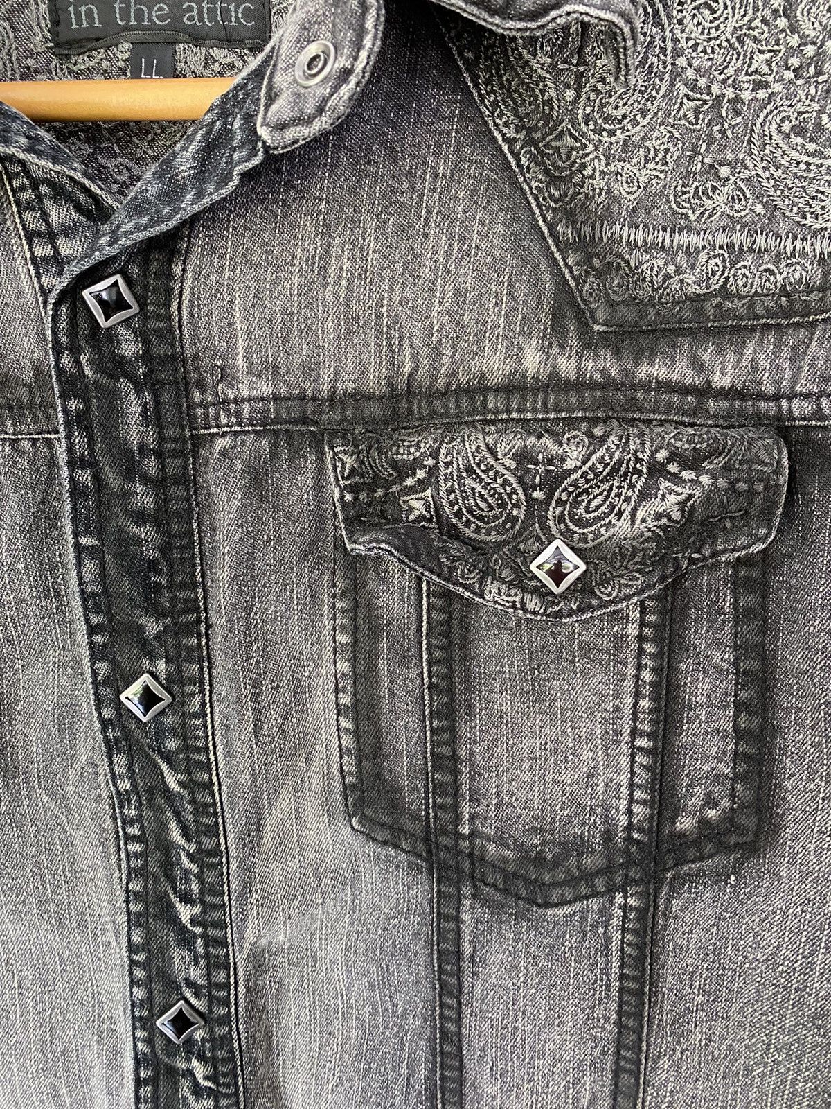 In The Attic × Japanese Brand × Tornado Mart paisley embordered wash black overshirt Size US M / EU 48-50 / 2 - 5 Thumbnail