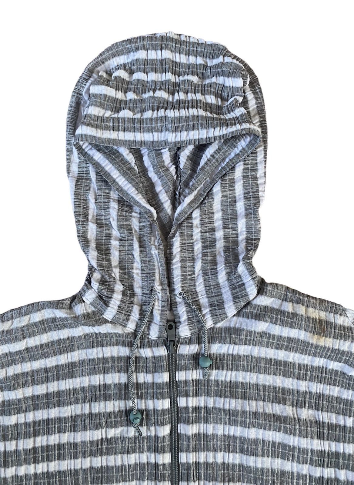Pleats Please Issey Miyake Vintage Issey Miyake Pleats Please Striped Hoodie Jacket Size M / US 6-8 / IT 42-44 - 3 Thumbnail