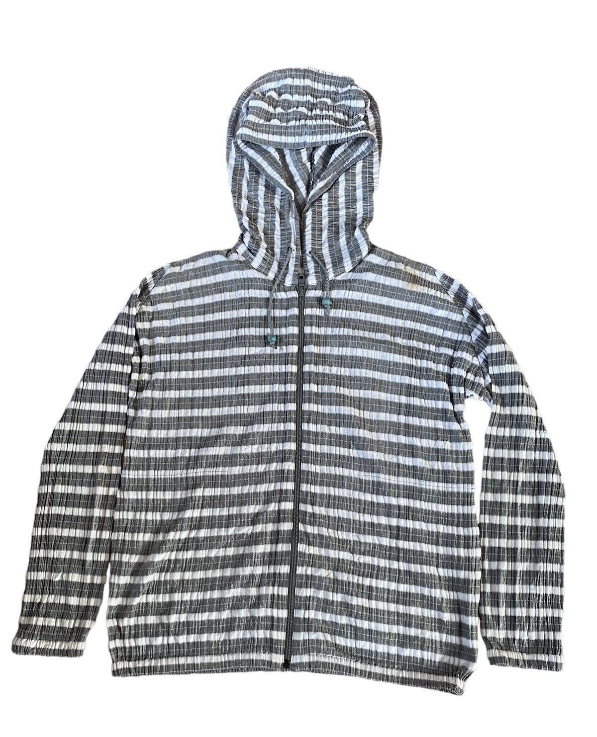 Pleats Please Issey Miyake Vintage Issey Miyake Pleats Please Striped Hoodie Jacket Size M / US 6-8 / IT 42-44 - 1 Thumbnail