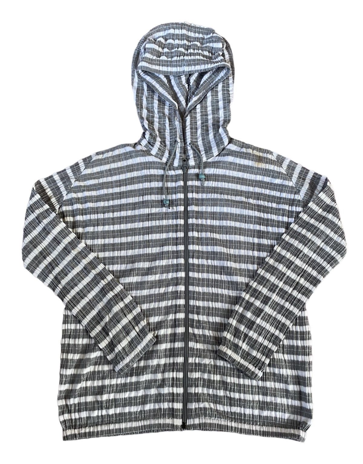 Pleats Please Issey Miyake Vintage Issey Miyake Pleats Please Striped Hoodie Jacket Size M / US 6-8 / IT 42-44 - 2 Thumbnail