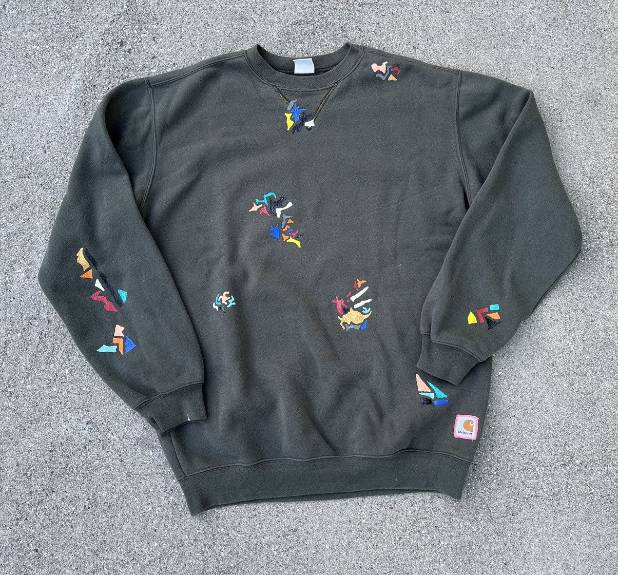 Custom Carhartt Crewneck Sweatshirt Sun Fade Distressed
